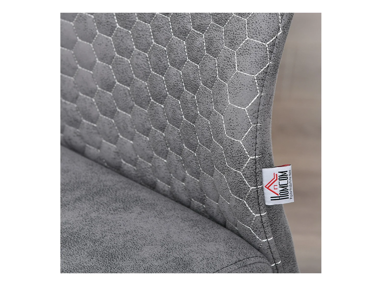 Lot de 4 chaises cantilever en velours gris, cadre en métal argenté