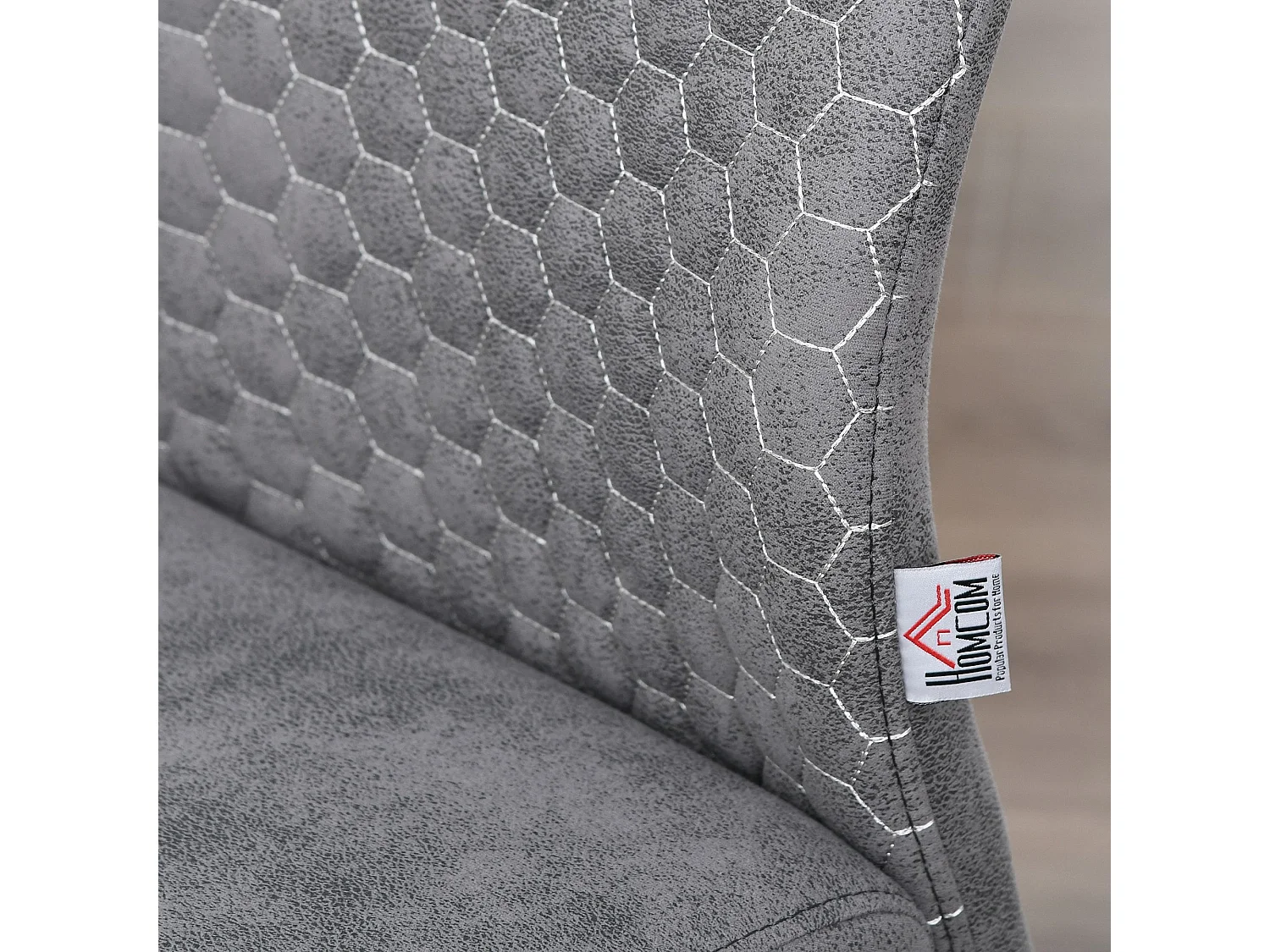 Lot de 4 chaises cantilever en velours gris, cadre en métal argenté