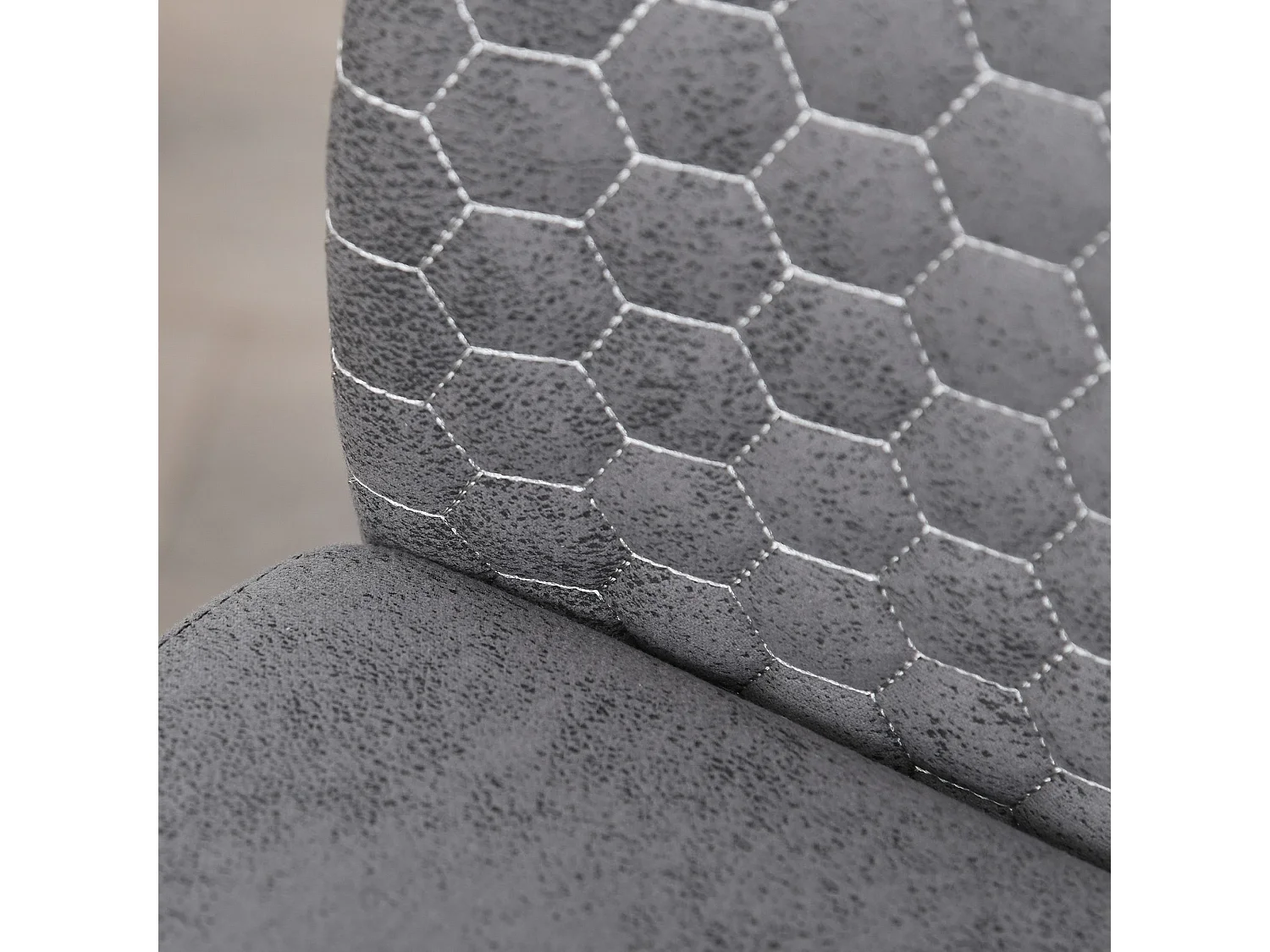 Lot de 4 chaises cantilever en velours gris, cadre en métal argenté