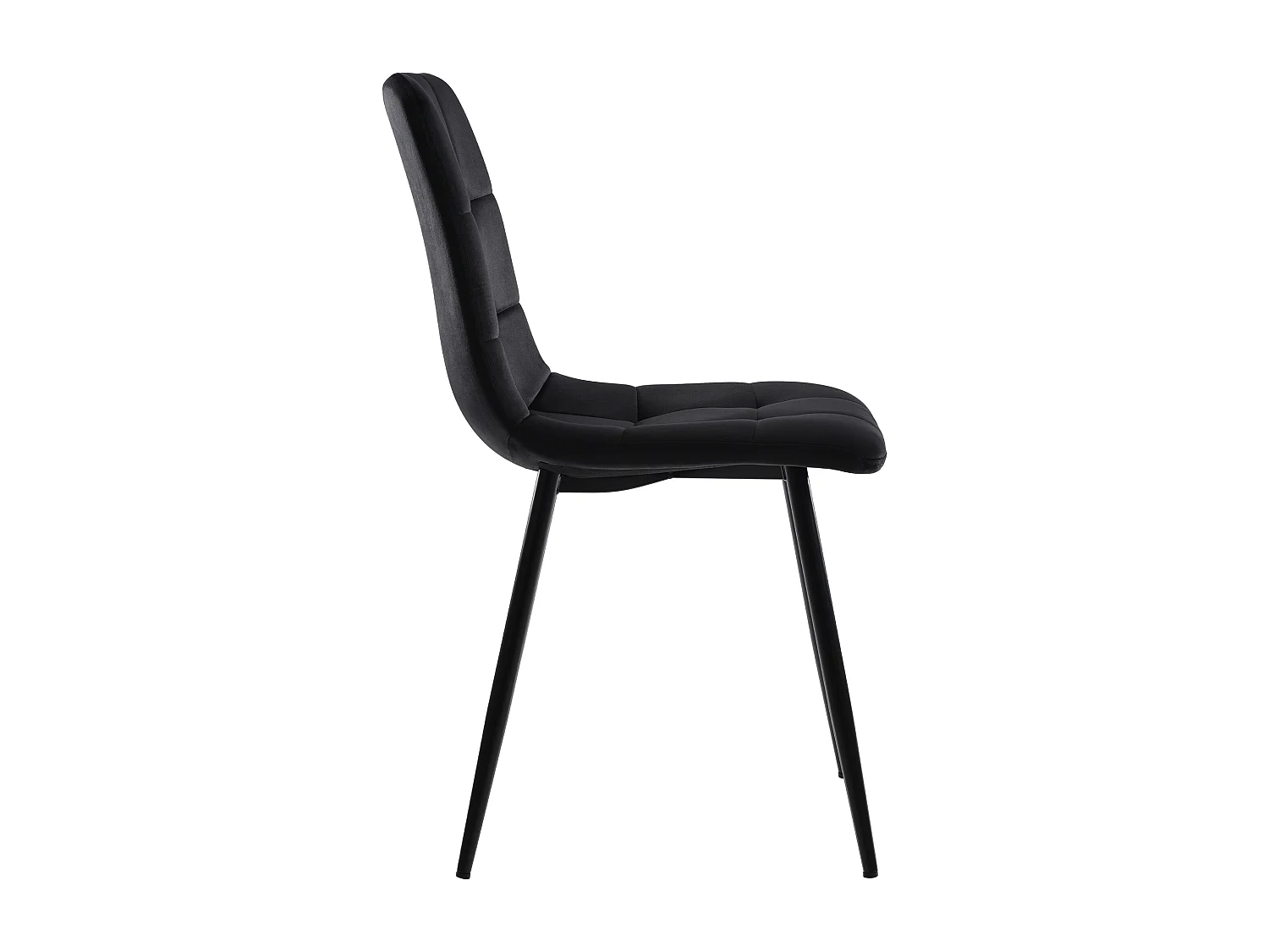 Lot de 4 chaises en velours noir avec pieds en métal noir