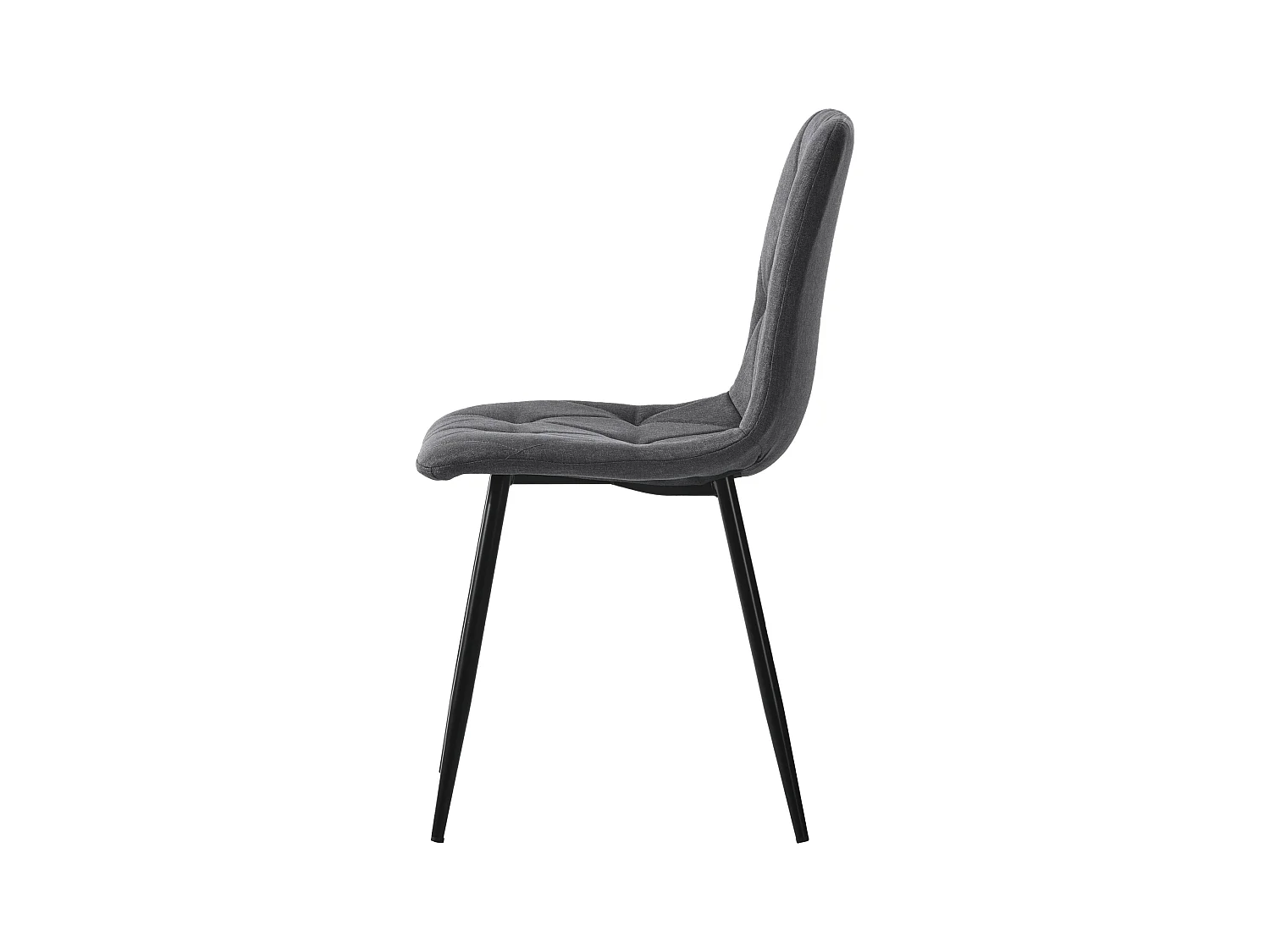 Set van 4 grijze keperstof keukenstoelen met zwarte metalen poten