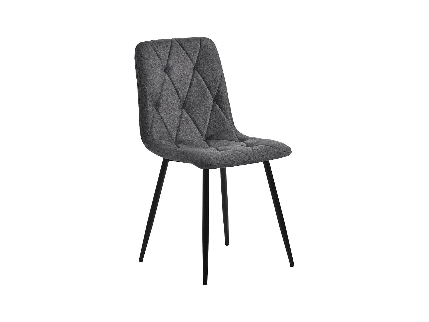 Set van 4 grijze keperstof keukenstoelen met zwarte metalen poten