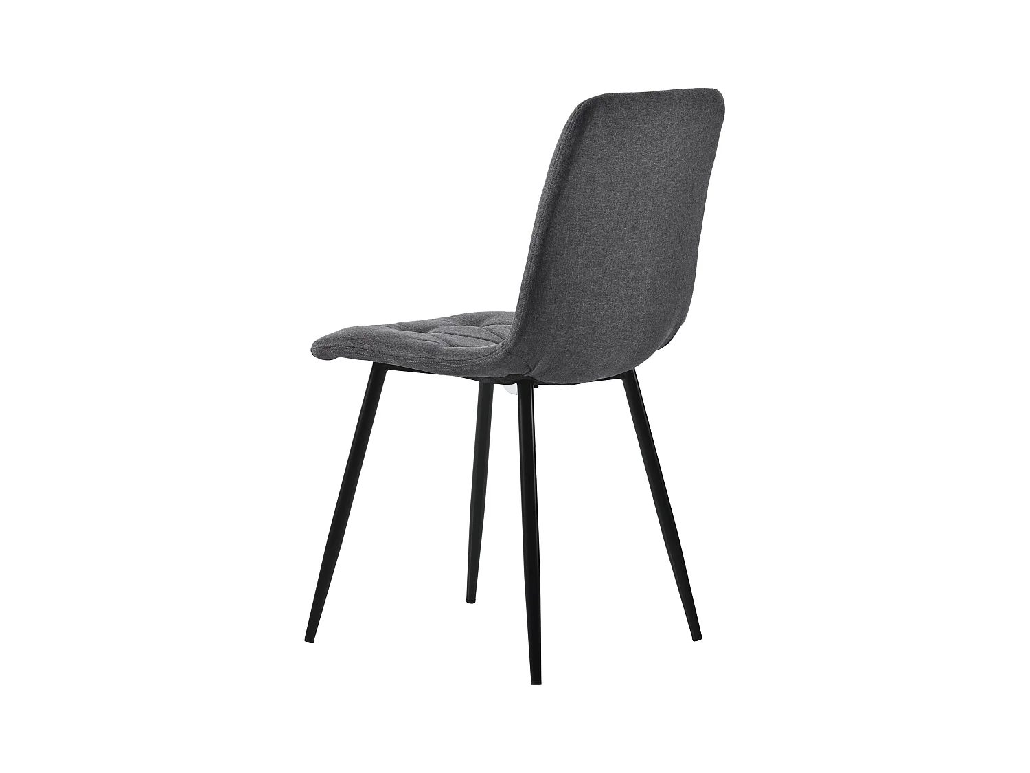 Set van 4 grijze keperstof keukenstoelen met zwarte metalen poten