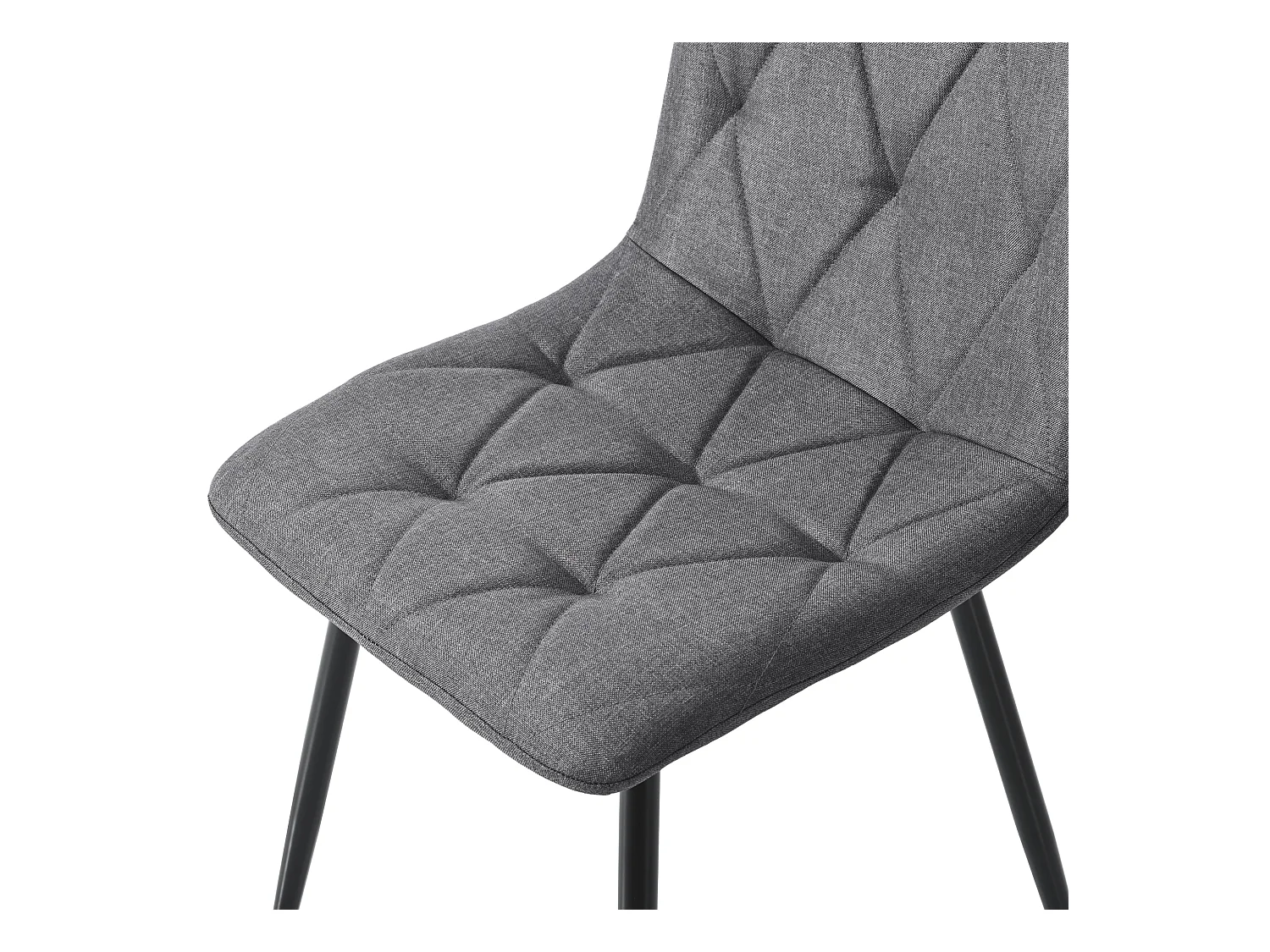 Set van 4 grijze keperstof keukenstoelen met zwarte metalen poten