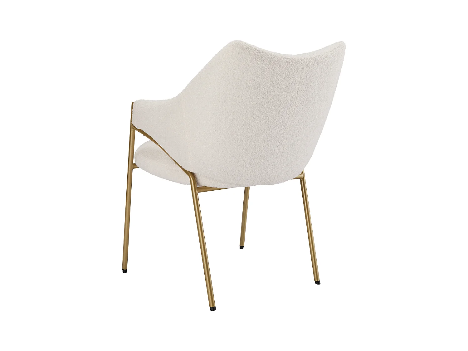 Chaise de cuisine en sherpa beige avec accoudoirs, cadre en métal noir