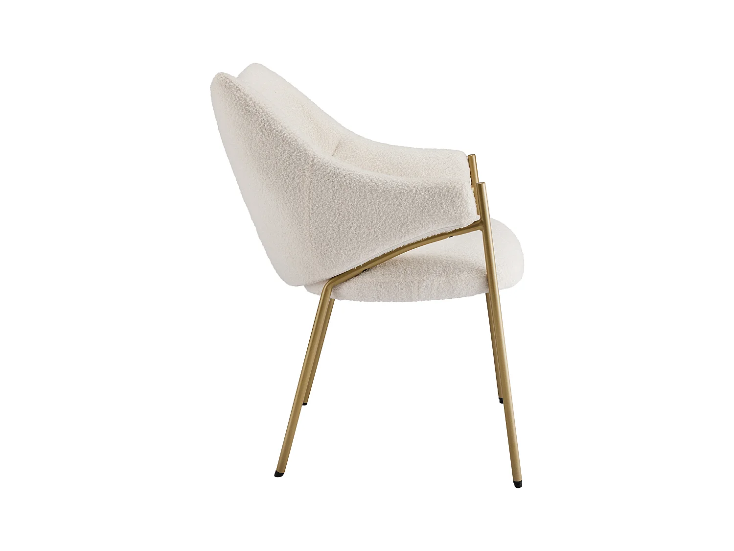 Chaise de cuisine en sherpa beige avec accoudoirs, cadre en métal noir