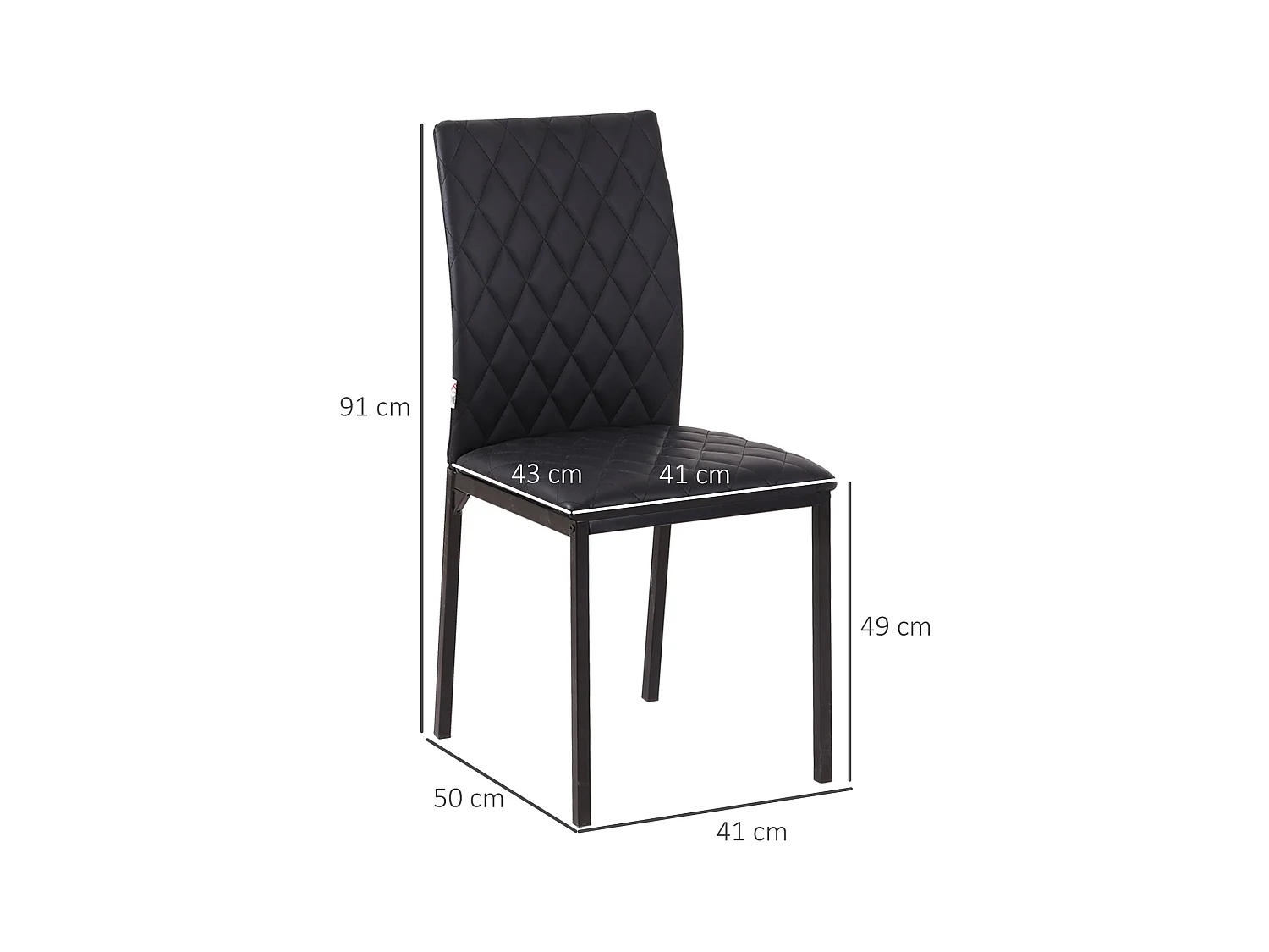 Lot de 4 chaises de cuisine rembourrés en similicuir noir