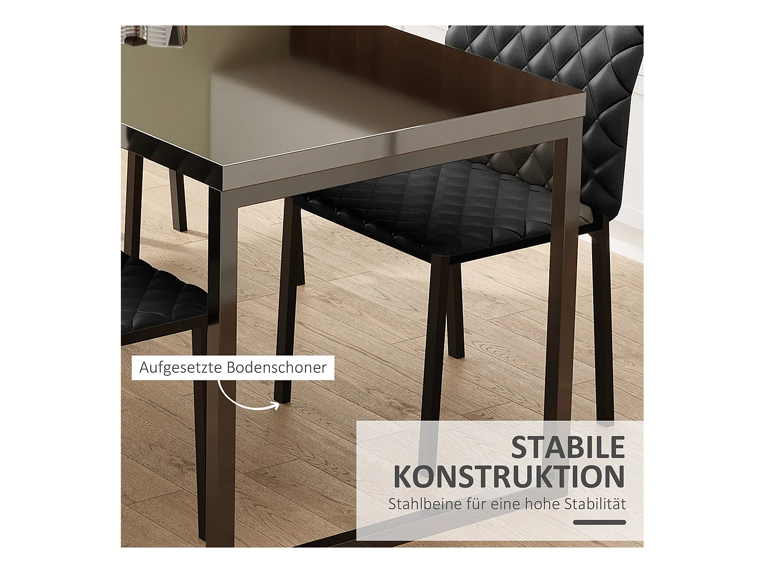 Set van 4 zwarte kunstleren keukenstoelen