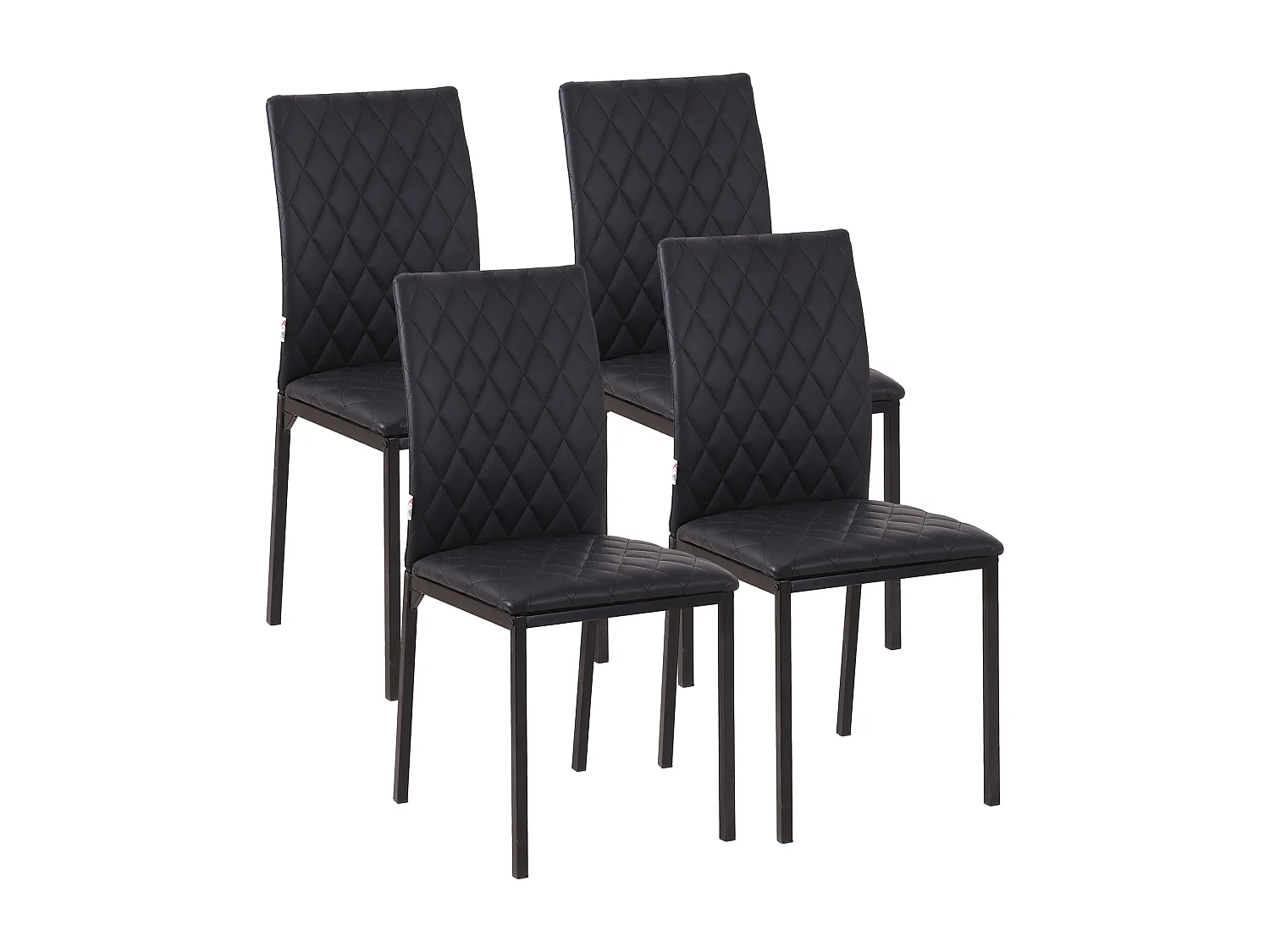 Conjunto de 4 cadeiras de cozinha estofadas em couro sintético preto