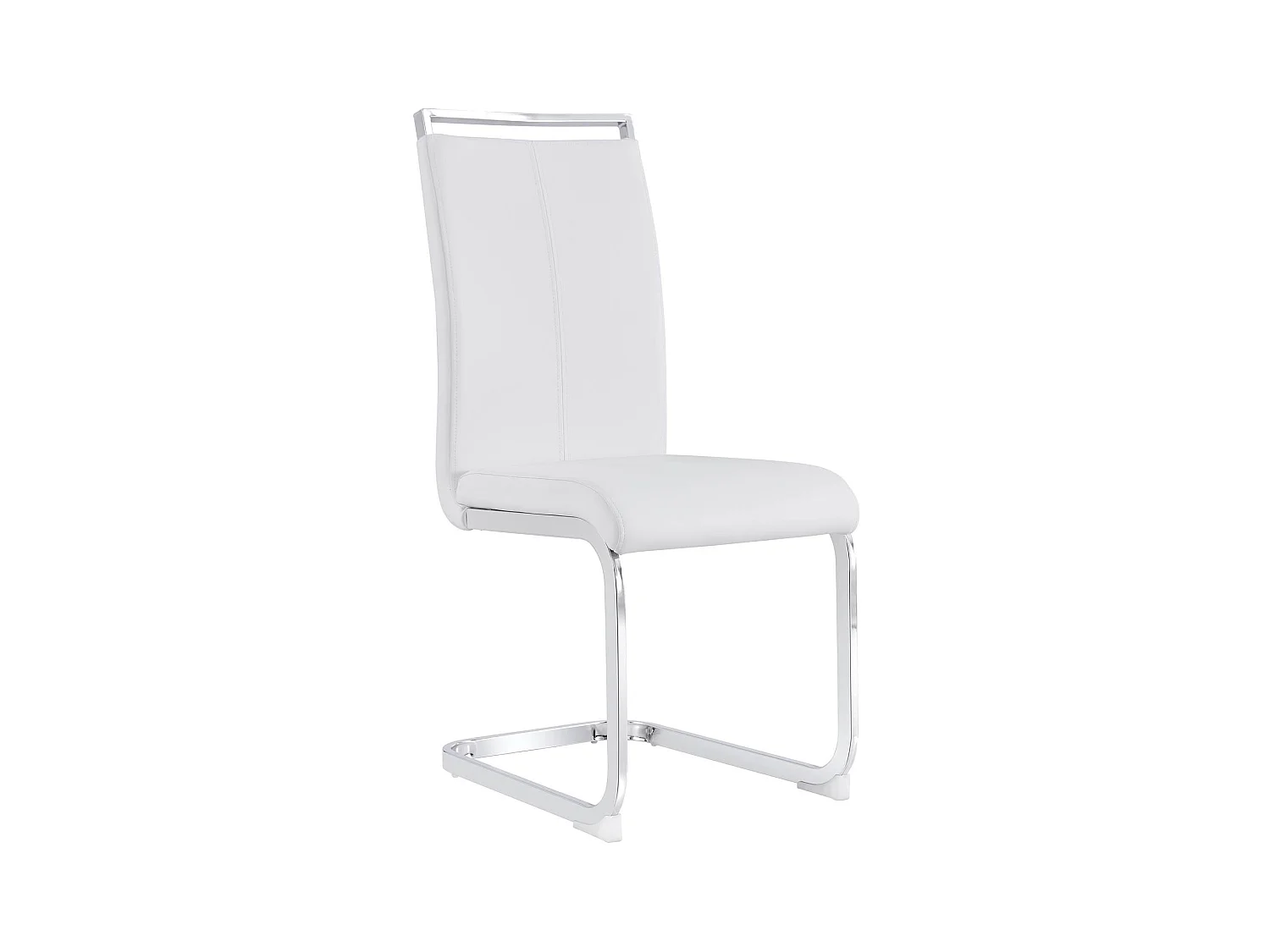 Lot de 4 chaises cantilevers en PU blanc avec cadre en métal argenté