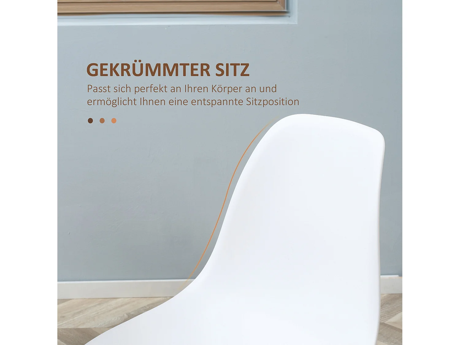 Lot de 4 chaises de cuisine blanc, pieds métal en placage woodgrain