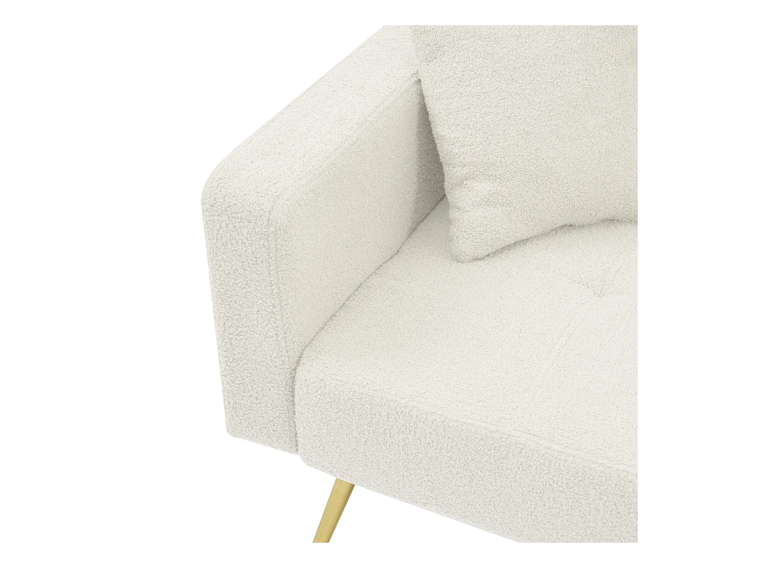 Sofá cama recto de 2 plazas en sherpa blanca, respaldo abatible en 3 posiciones - 175x64x72cm