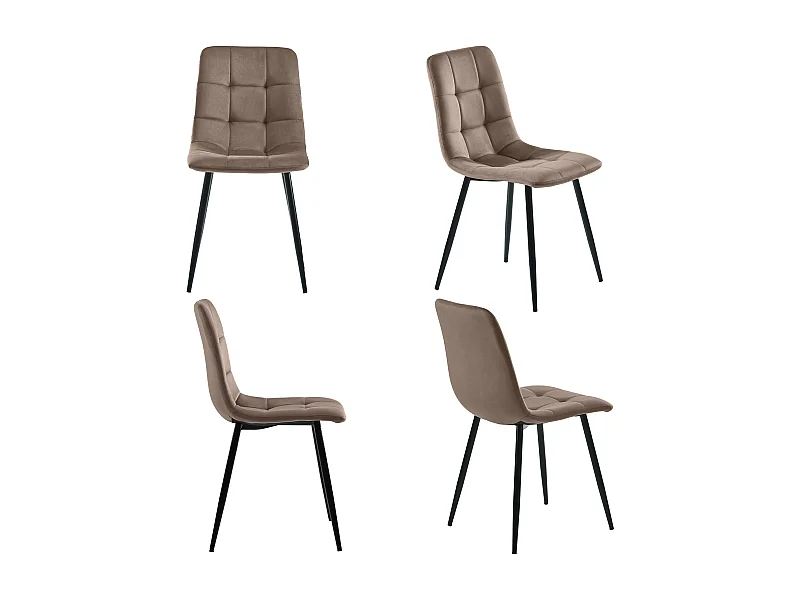 Conjunto de 4 cadeiras de veludo camelo com pernas de metal preto