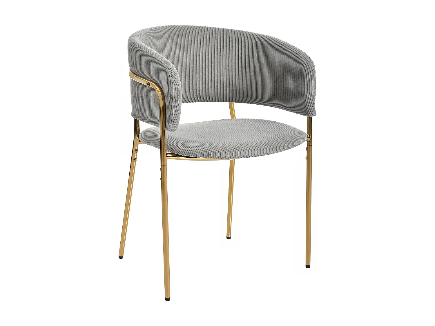 Lot de 2 chaises en velours côtelé gris, cadre en fer doré