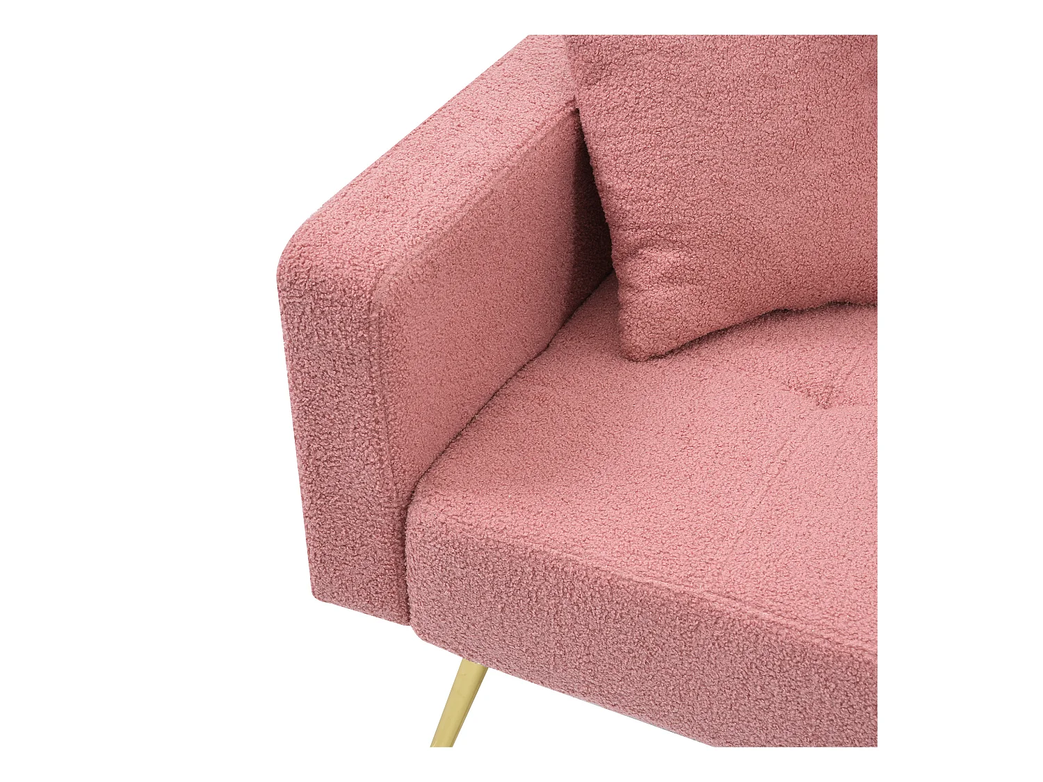 Divano letto dritto a 2 posti in sherpa rosa, schienale ribaltabile in 3 posizioni - 175x64x72cm