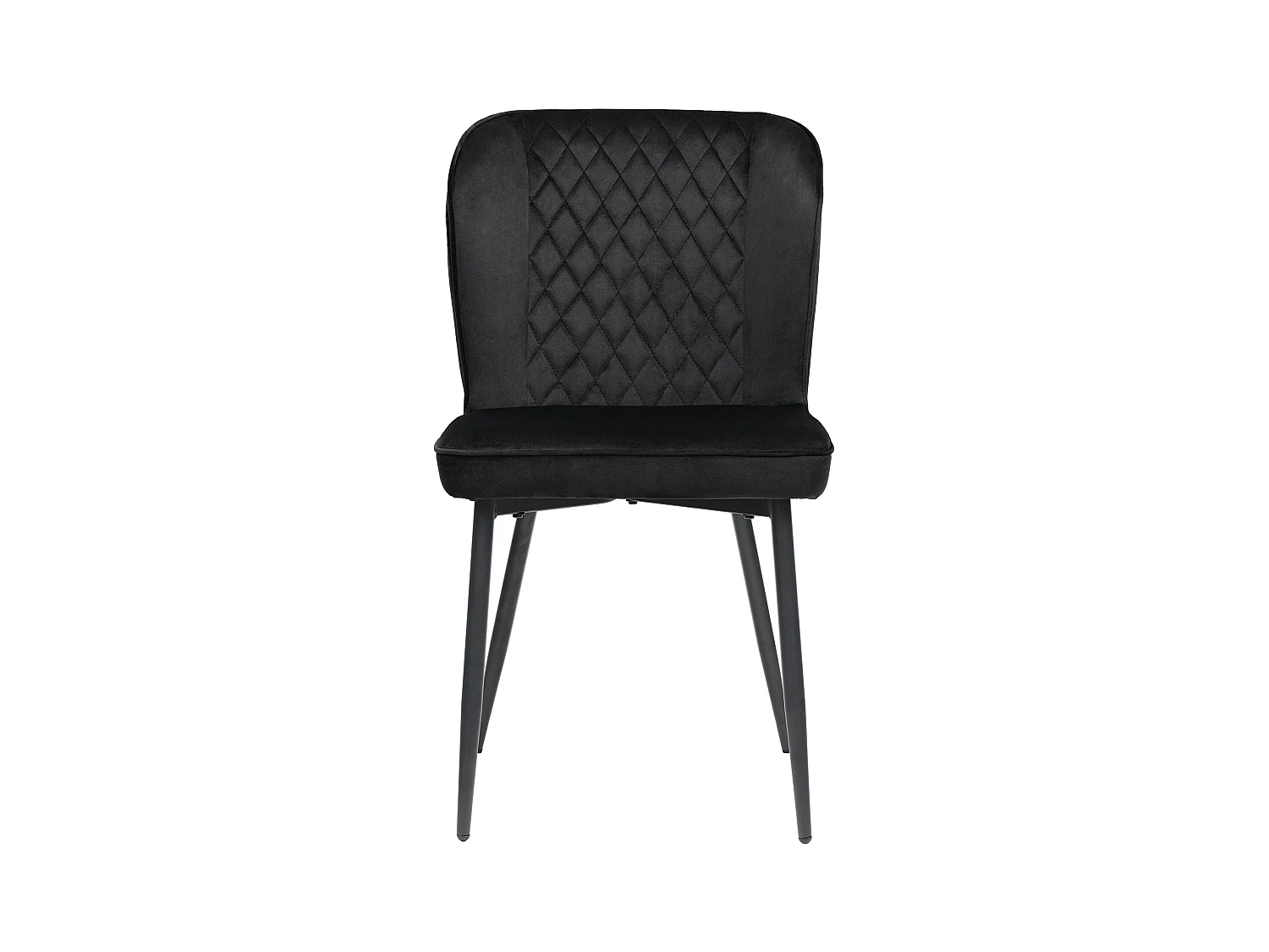 Set van 2 keukenstoelen bekleed met zwart fluweel, poten van zwart metaal