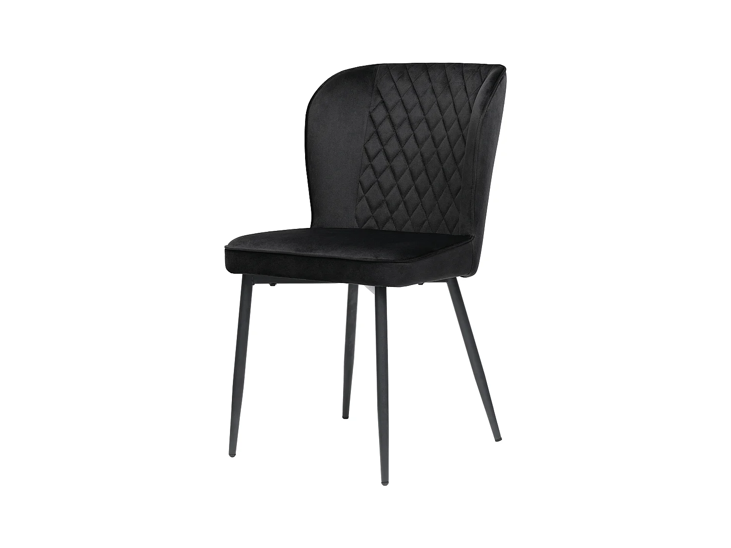 Set van 2 keukenstoelen bekleed met zwart fluweel, poten van zwart metaal