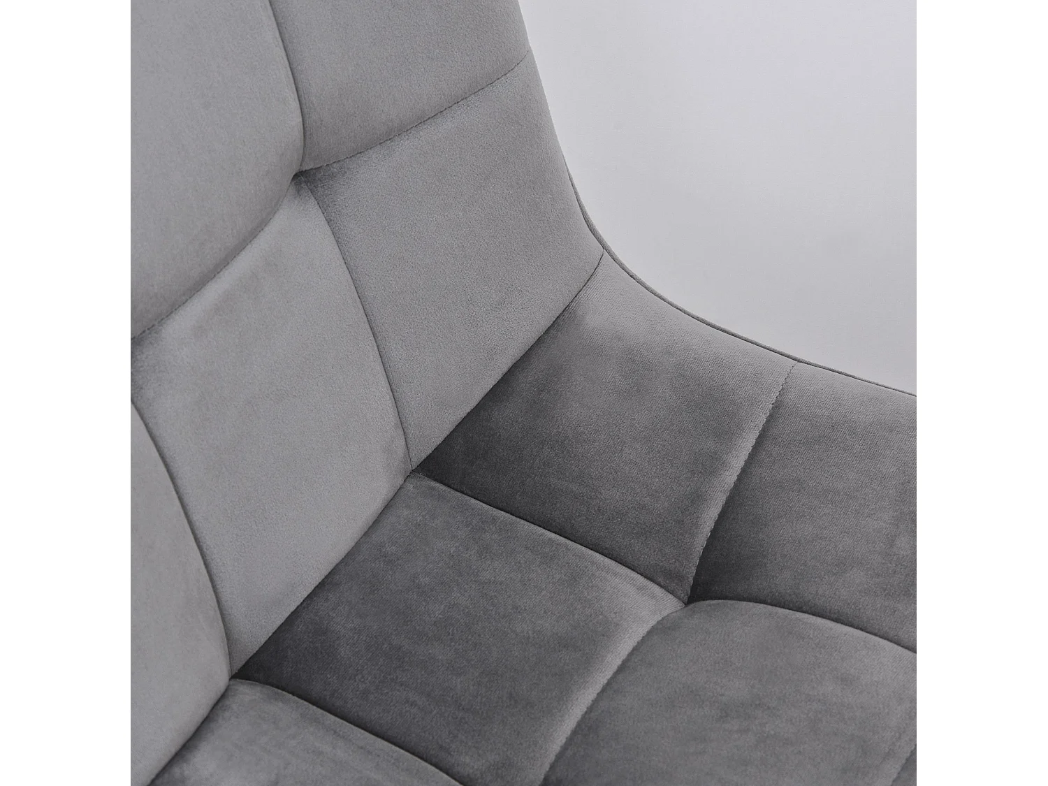 Lot de 2 chaises en velours gris, pieds en métal noir