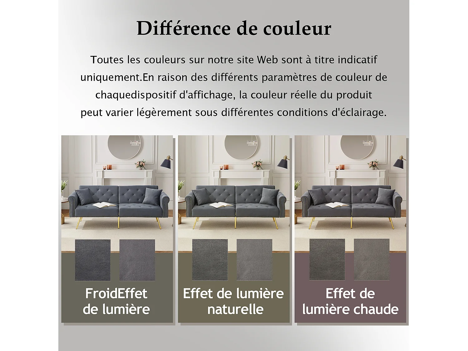 2-zits rechte slaapbank in grijs fluweel, 3-standen neerklapbare rugleuning - 173x75x70cm