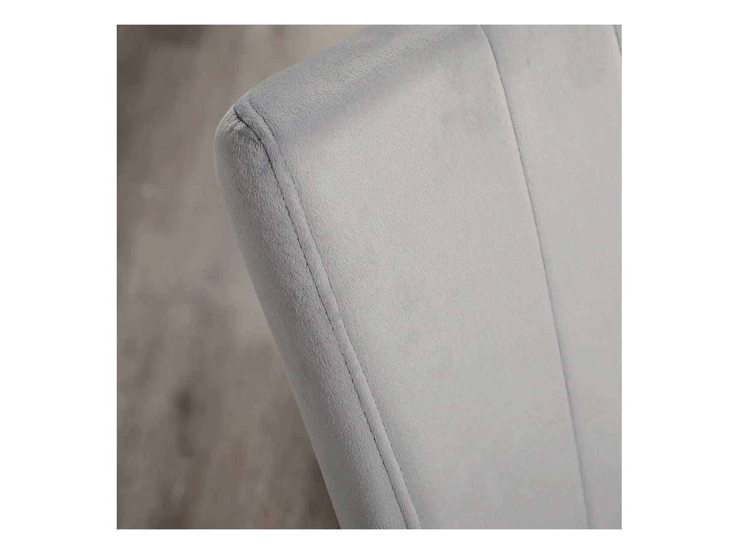 Lot de 4 chaises de cuisine en velours gris, pieds en métal noir