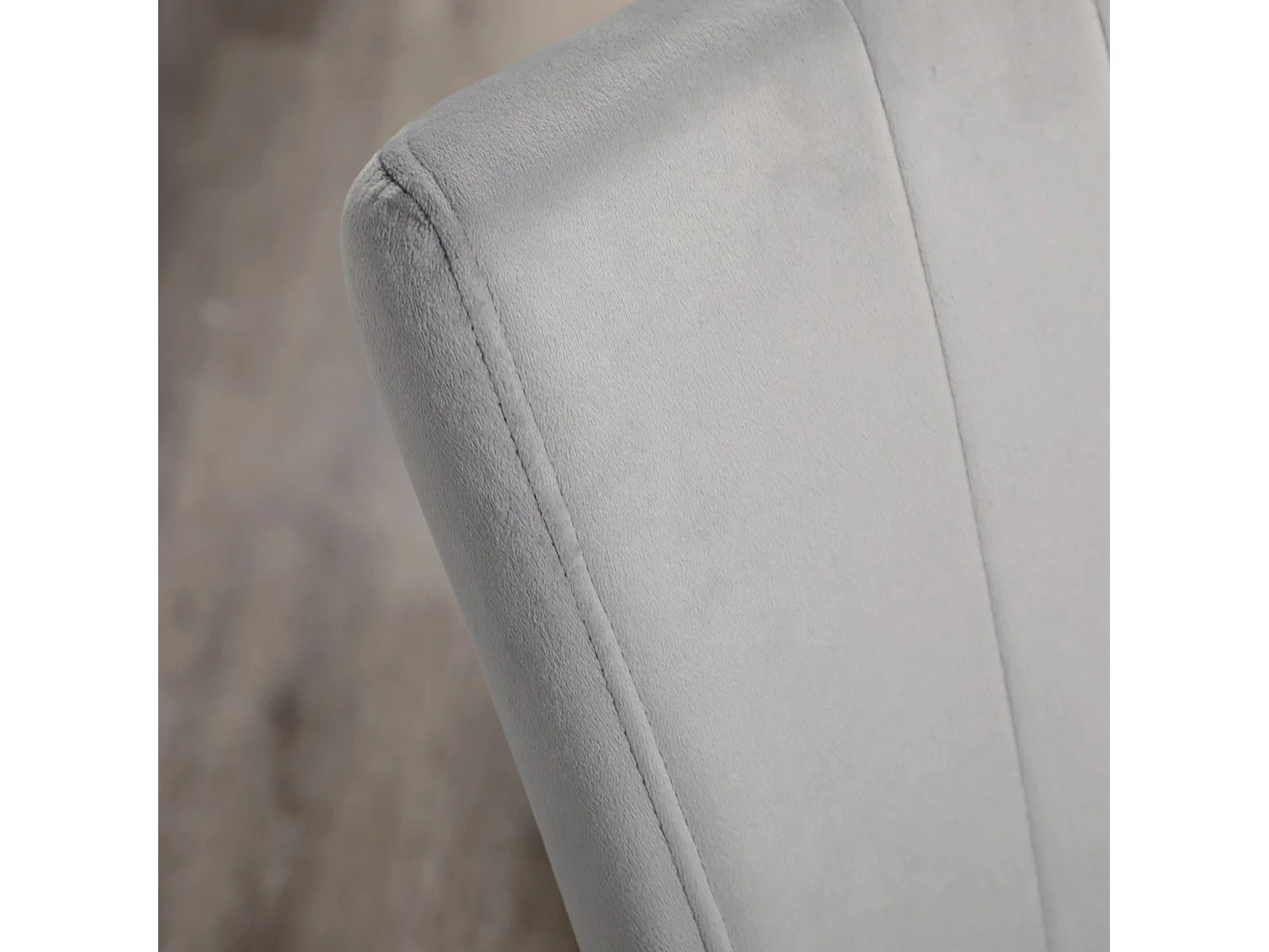 Lot de 4 chaises de cuisine en velours gris, pieds en métal noir