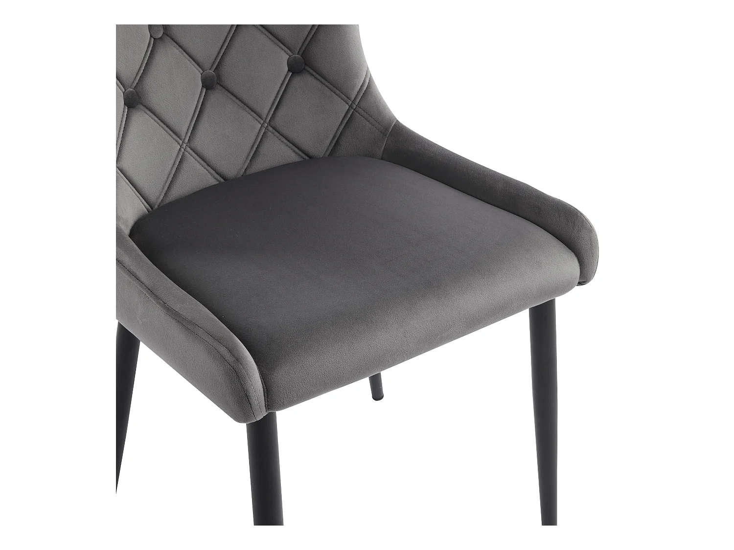 Lot de 2 Chaises de cuisine en velours sergé Gris , pieds en métal noir