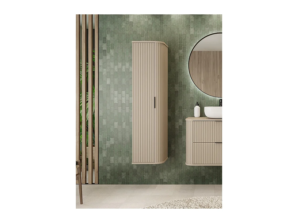 ELEGANCE Armoire haute de salle de bain 139 cm cachemire