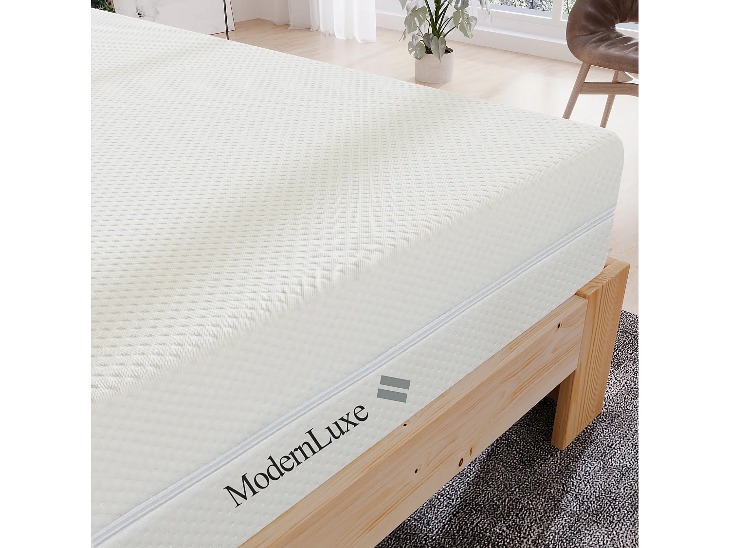 Matelas 90x200cm Mousse HR 7 zones ép.20cm, Déhoussable