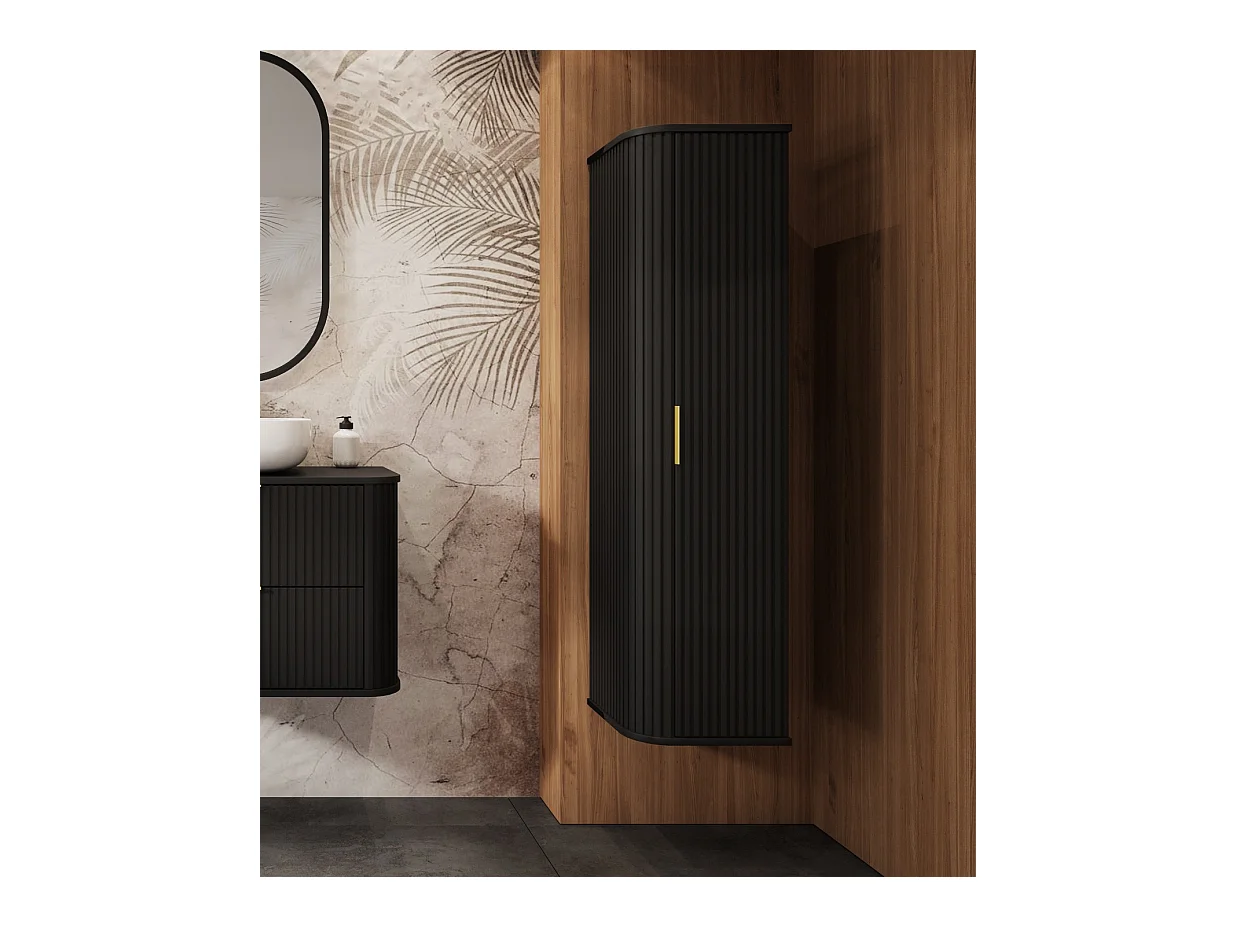 ELEGANCE Armoire haute de salle de bain 31,5 × 35,5 × 139 cm noir