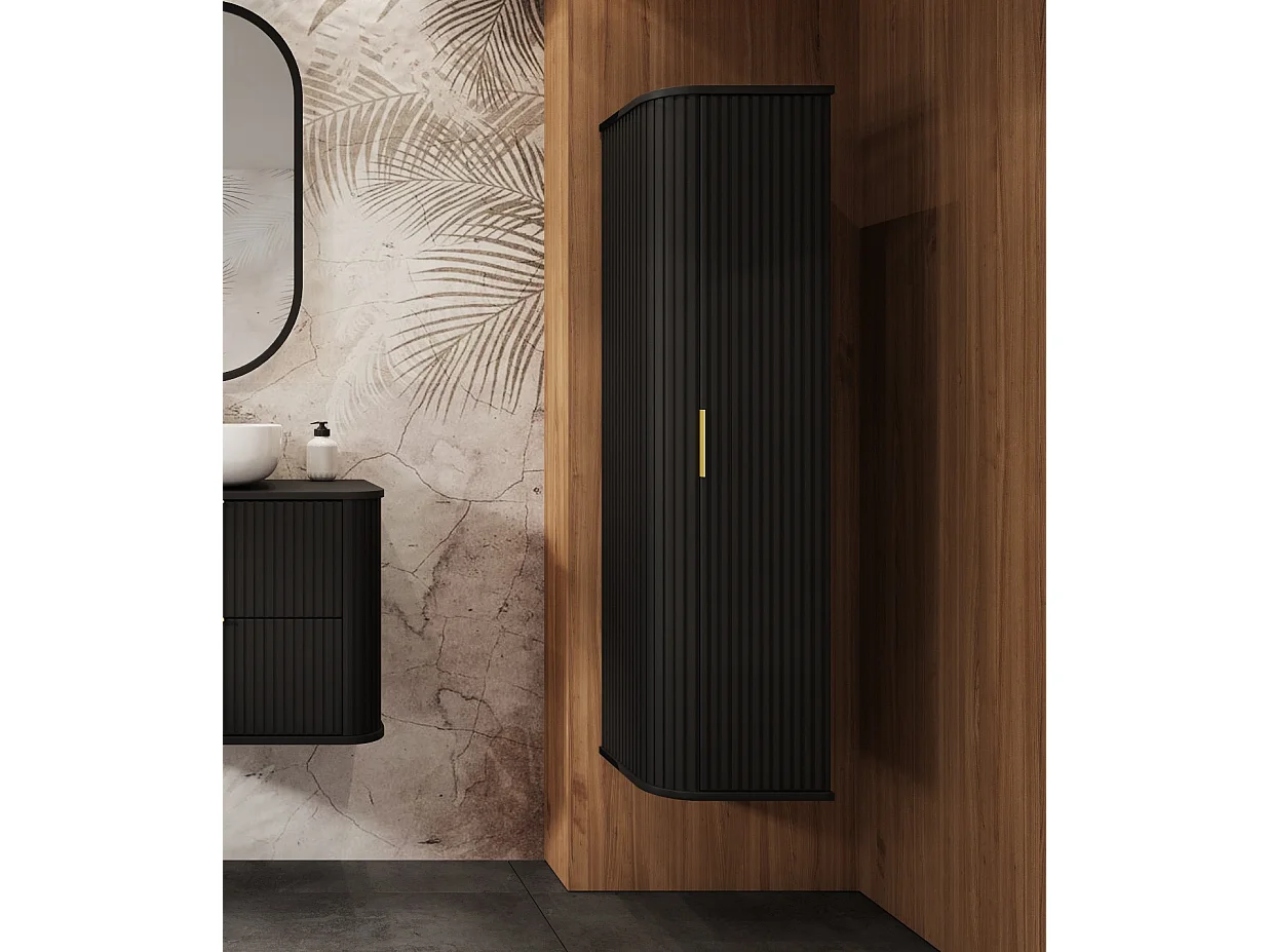 ELEGANCE Armoire haute de salle de bain 31,5 × 35,5 × 139 cm noir