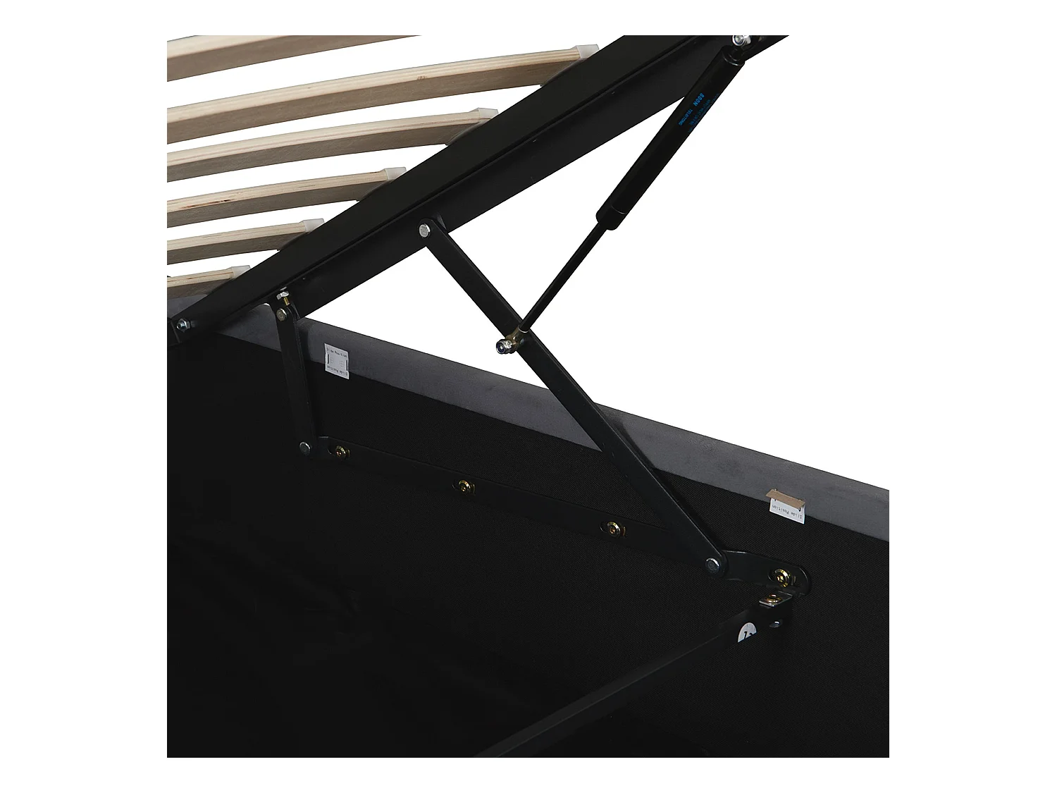 Lit coffre capitonné 90x190 cm,en velours néerlandais gris, avec LED et USB, cadre en MDF et acier, Sans matelas