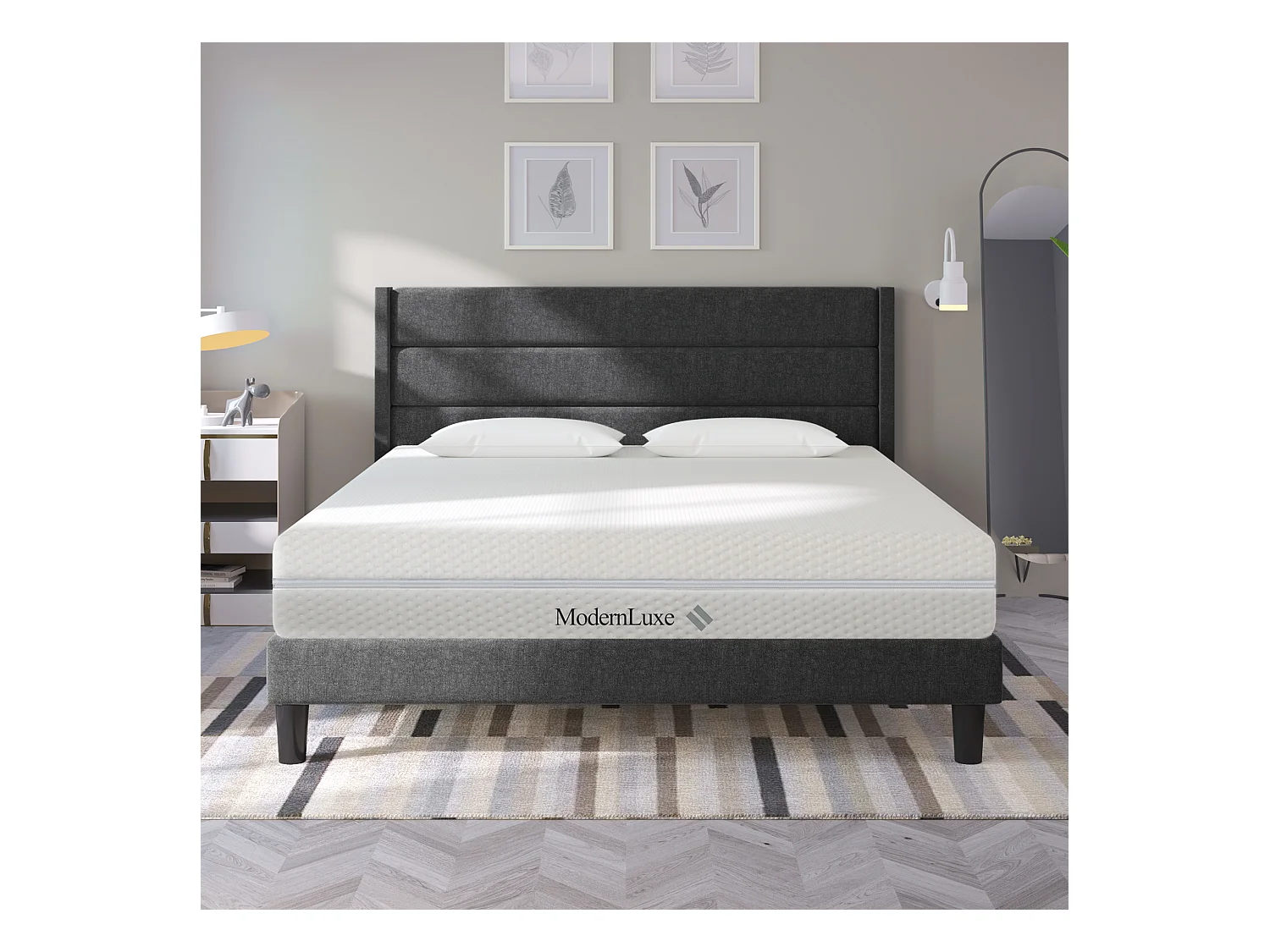 Matelas 140x200cm Mousse HR 7 zones ép.20cm, Déhoussable