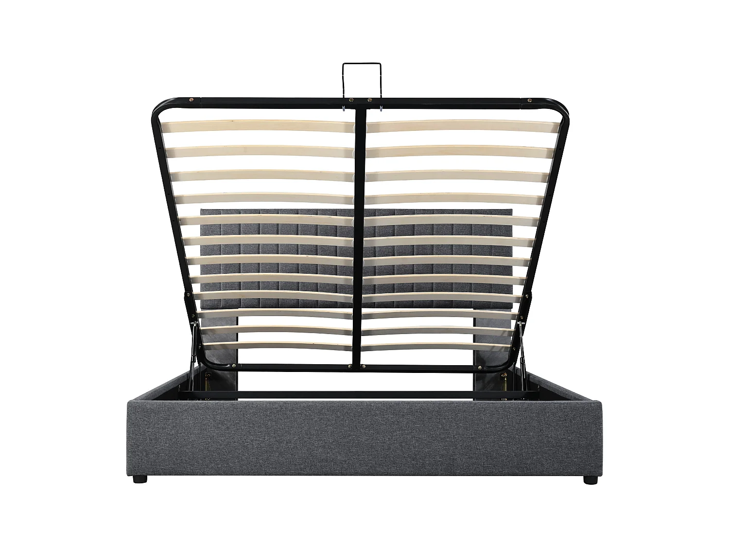 Lit coffre adulte 160x200cm avec LED et USB type-C, tête de lit réglable en hauteur, tissu en lin gris, avec matelas