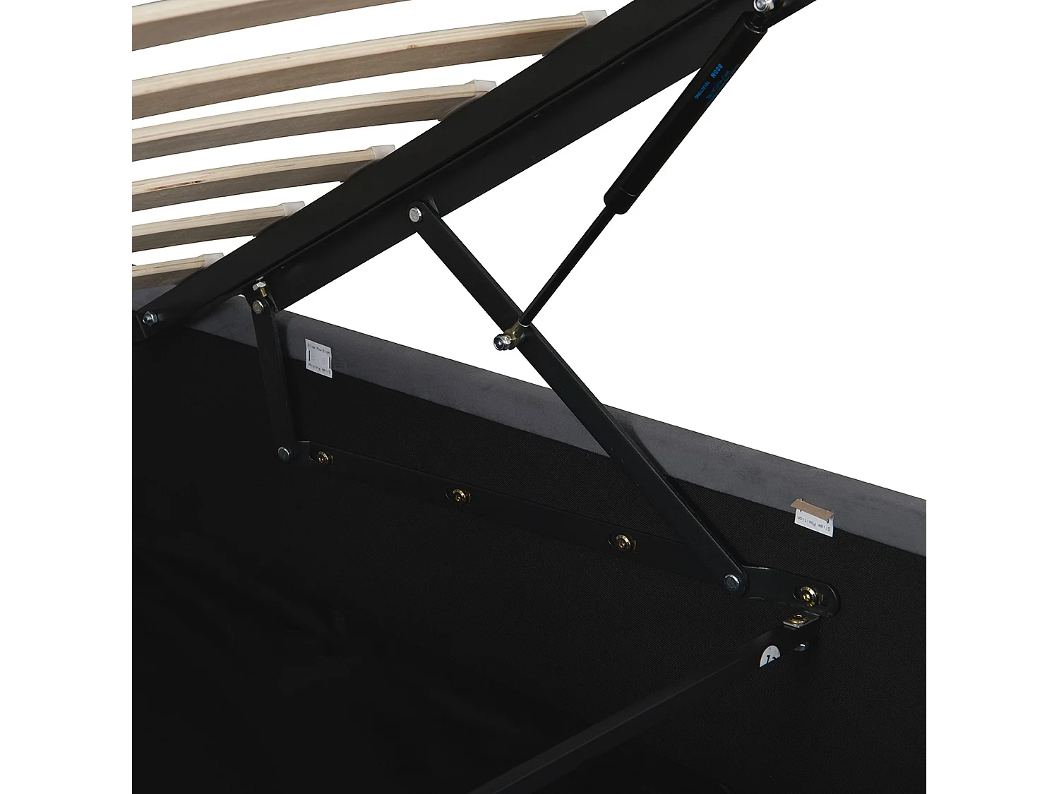 Lit coffre capitonné 90x200 cm,en velours néerlandais gris, avec LED et USB, cadre en MDF et acier, Sans matelas