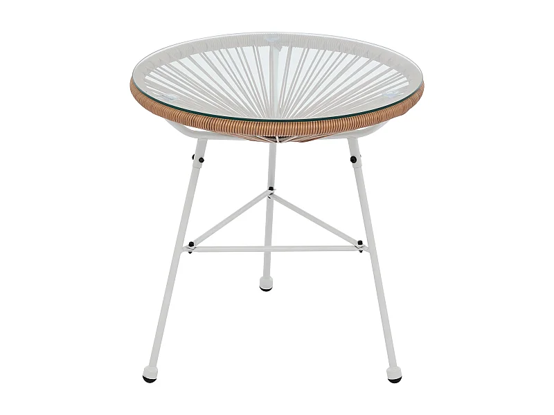 Table de jardin en fils de résine tressés - Naturel clair - ALIOS III de MYLIA