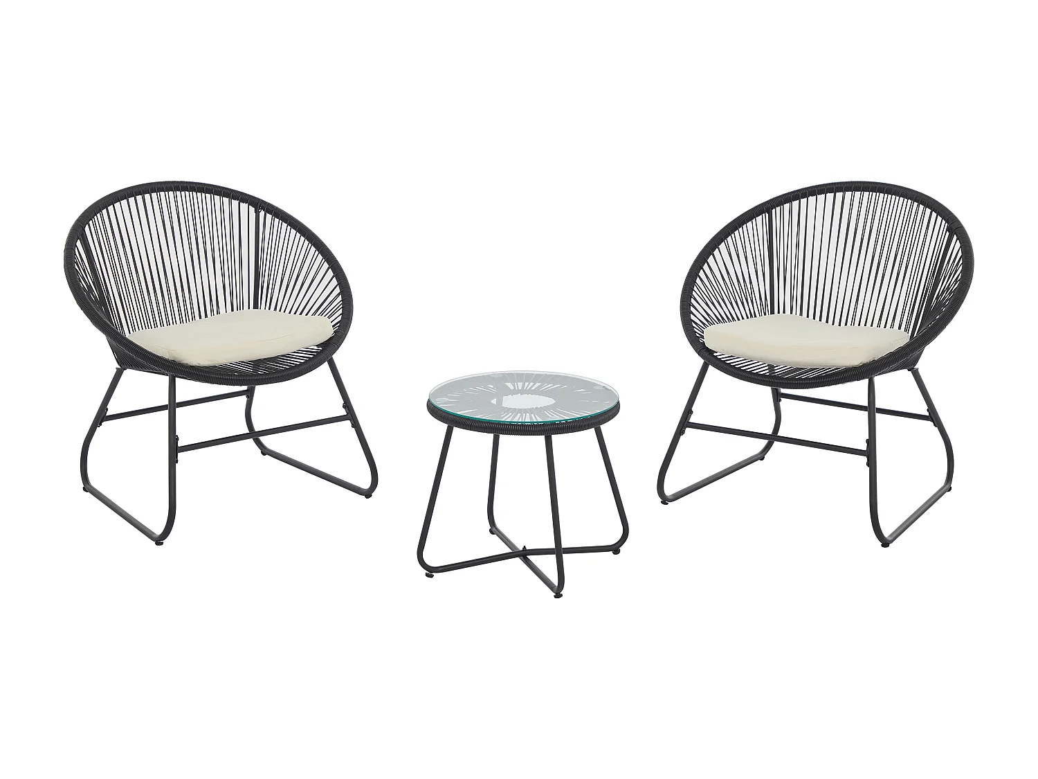 Salon de jardin en résine tressée : 2 fauteuils et une table basse - Noir - PISALE de MYLIA