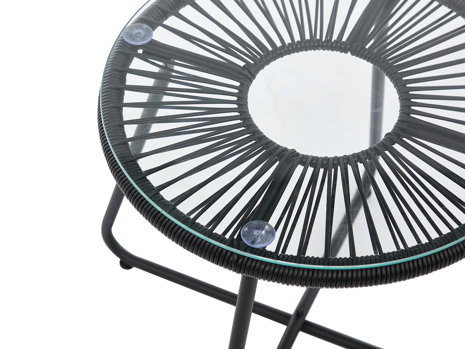 Salon de jardin en résine tressée : 2 fauteuils et une table basse - Noir - PISALE de MYLIA