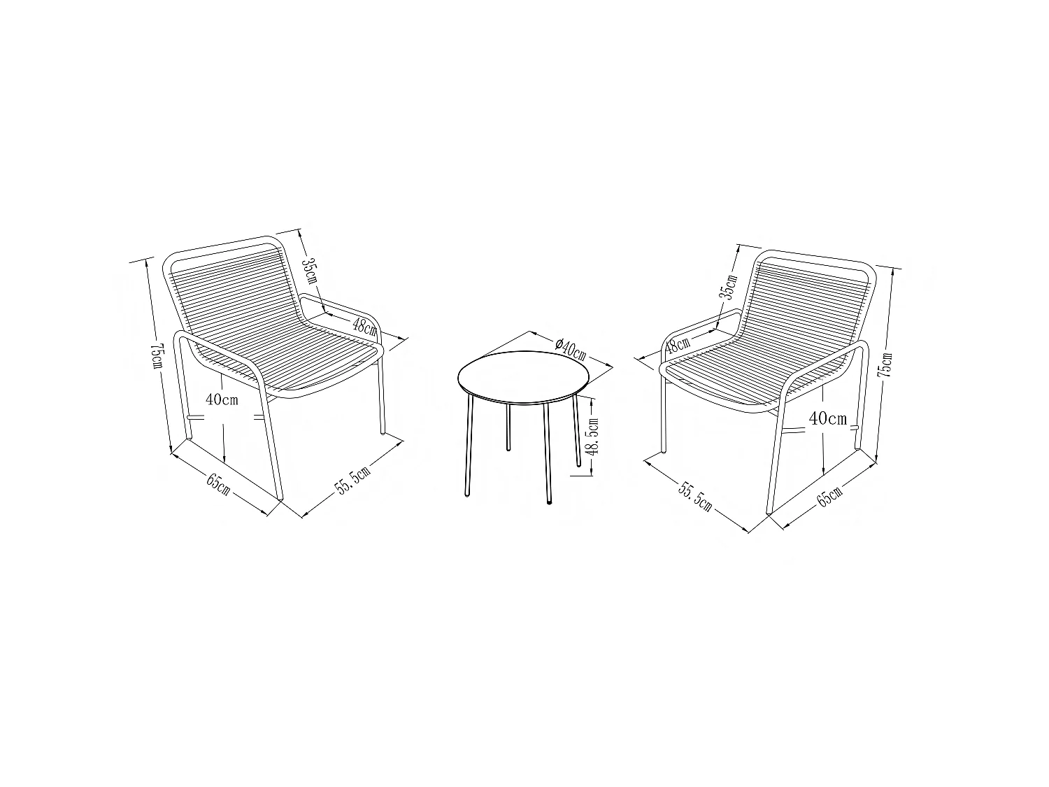 Salon de jardin en métal et résine tressée - 2 fauteuils bas et une table basse - Noir - KANAO de MYLIA