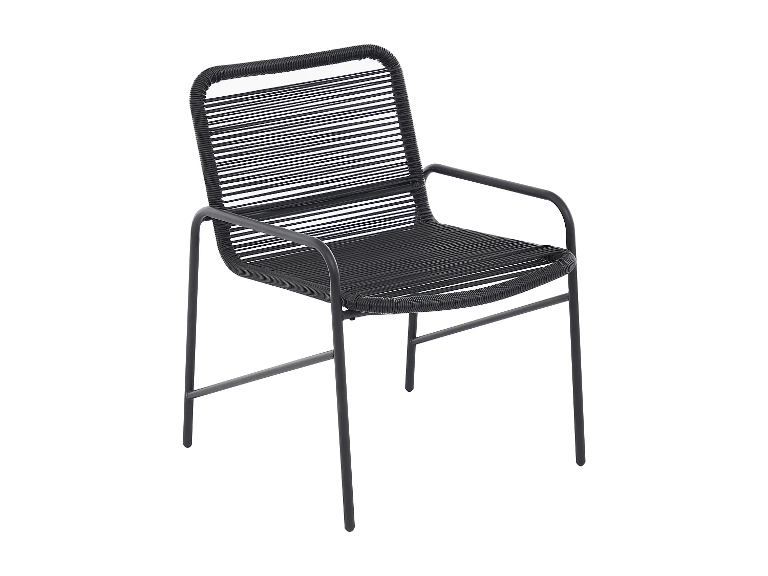 Salon de jardin en métal et résine tressée - 2 fauteuils bas et une table basse - Noir - KANAO de MYLIA