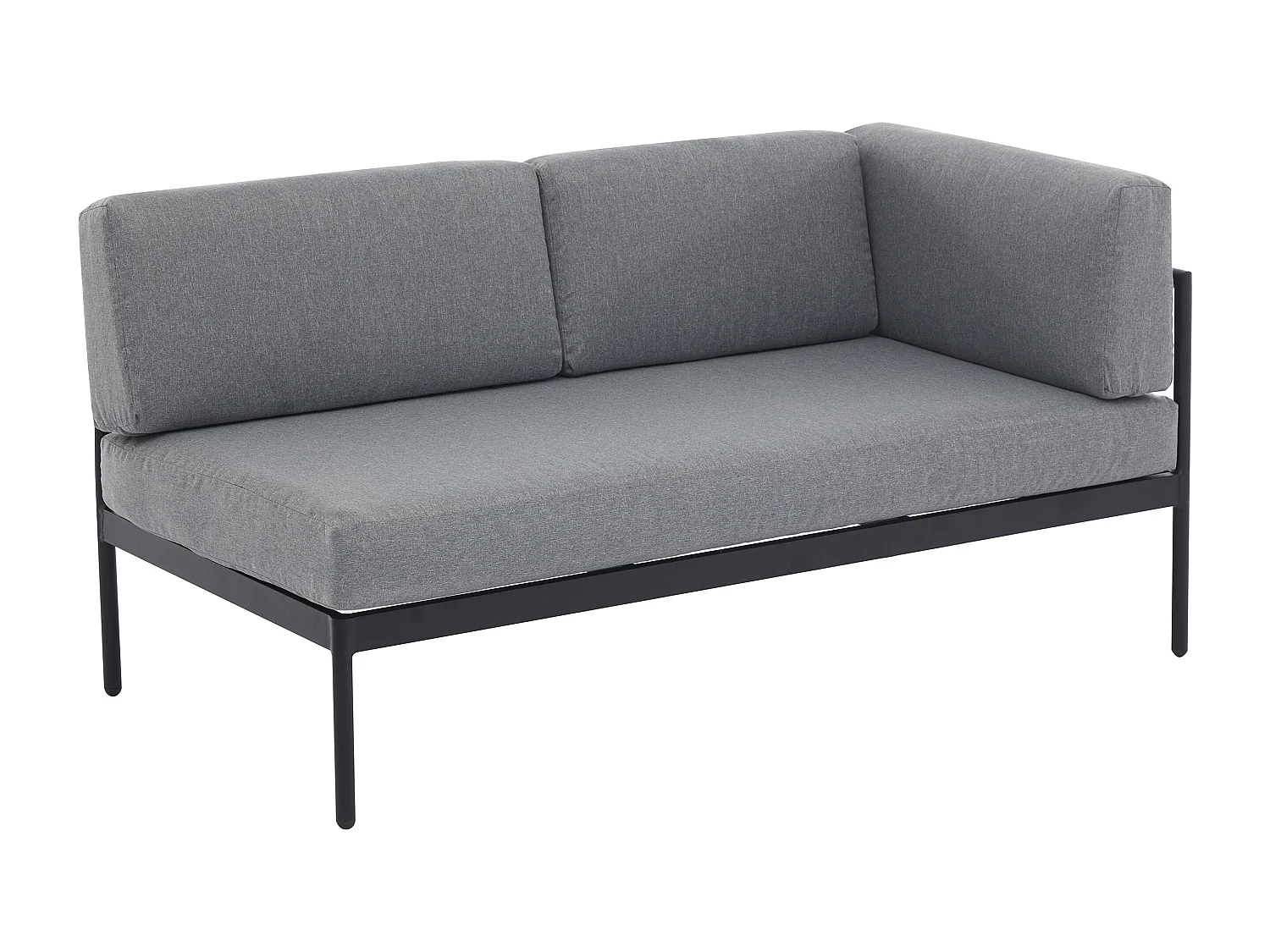 Conjunto de jardim em alumínio: um sofá de canto e uma mesa de centro - Natural claro e almofadas antracite - GUIOMAR da MYLIA