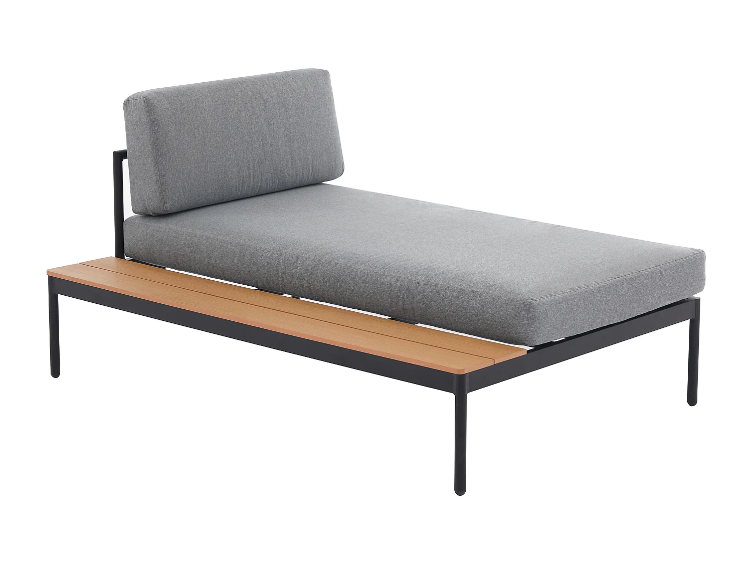 Conjunto de jardim em alumínio: um sofá de canto e uma mesa de centro - Natural claro e almofadas antracite - GUIOMAR da MYLIA