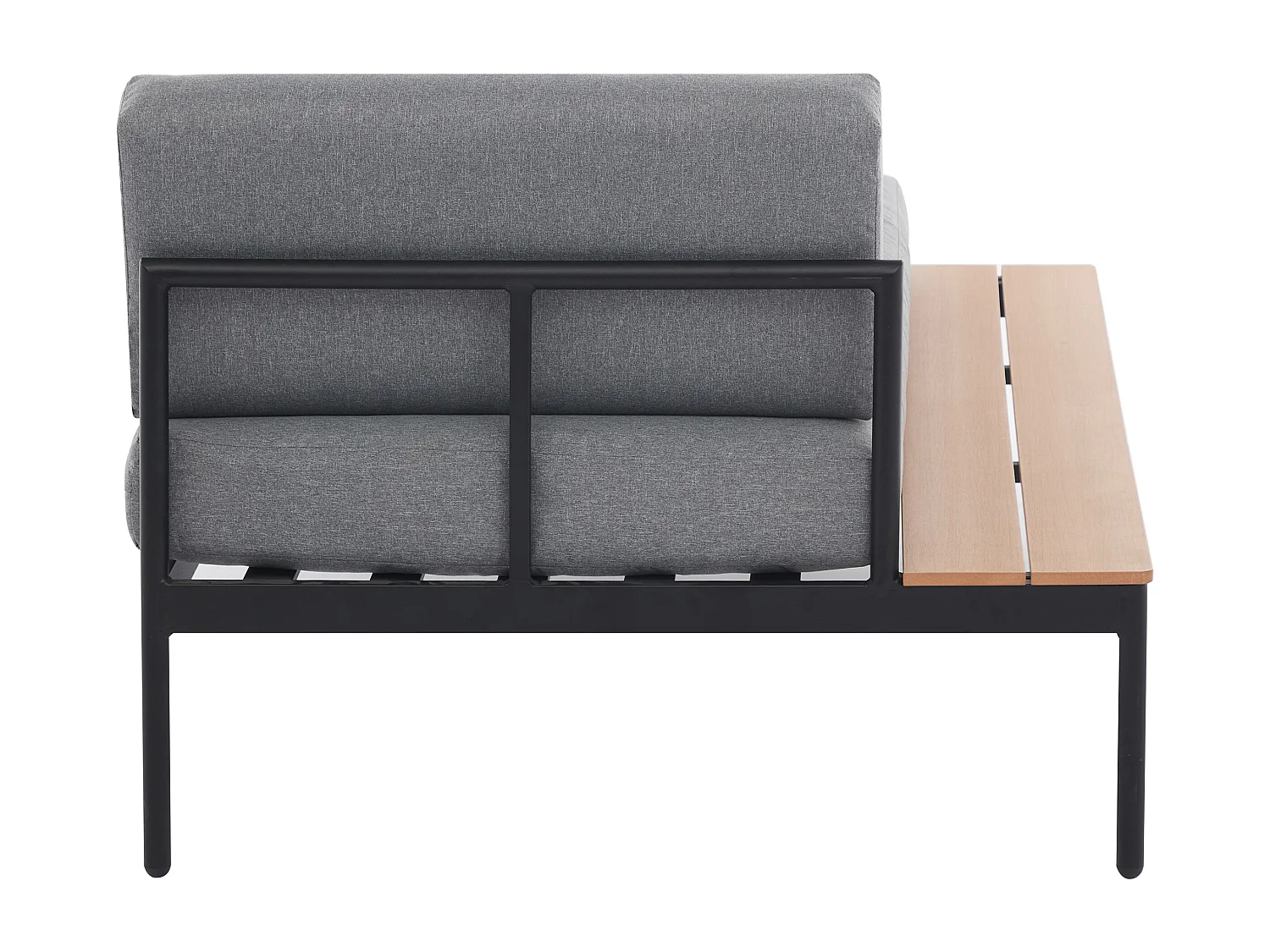 Conjunto de jardim em alumínio: um sofá de canto e uma mesa de centro - Natural claro e almofadas antracite - GUIOMAR da MYLIA