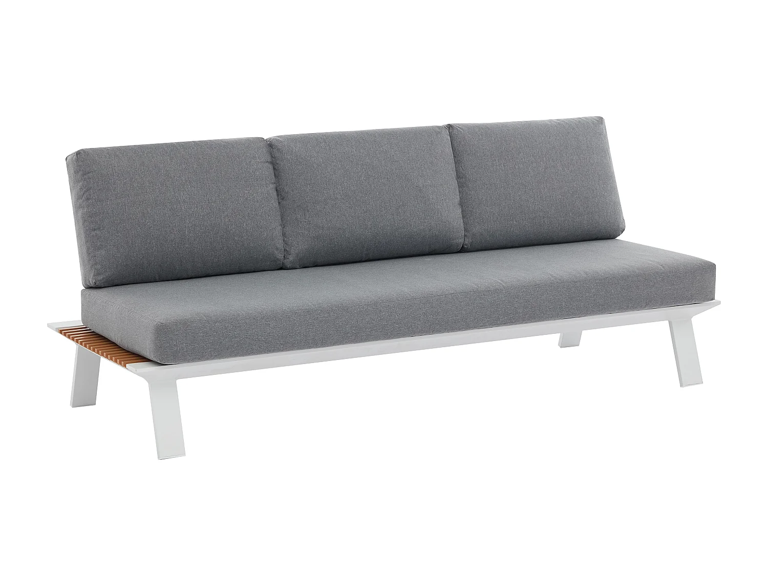 Conjunto de jardim em alumínio: um sofá de 3 lugares, 2 poltronas e uma mesa de centro - Natural claro e almofadas antracite - MALLY da MYLIA