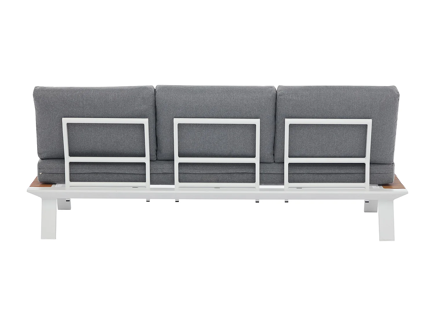 Conjunto de jardim em alumínio: um sofá de 3 lugares, 2 poltronas e uma mesa de centro - Natural claro e almofadas antracite - MALLY da MYLIA