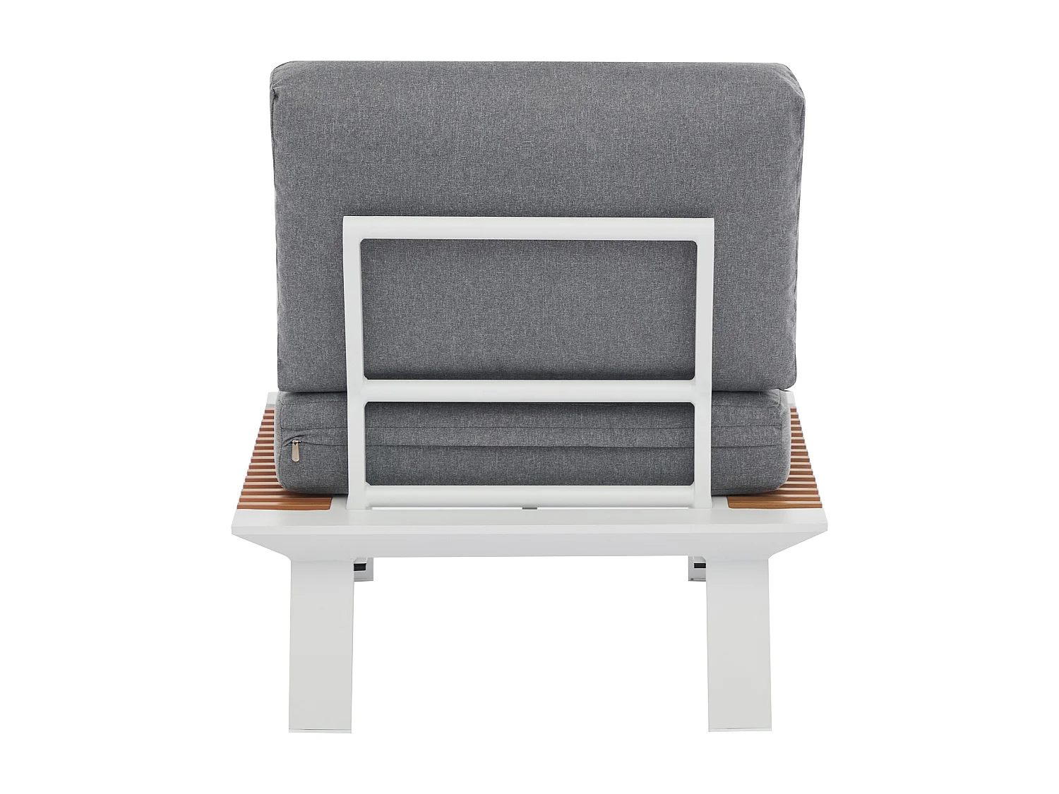 Conjunto de jardim em alumínio: um sofá de 3 lugares, 2 poltronas e uma mesa de centro - Natural claro e almofadas antracite - MALLY da MYLIA