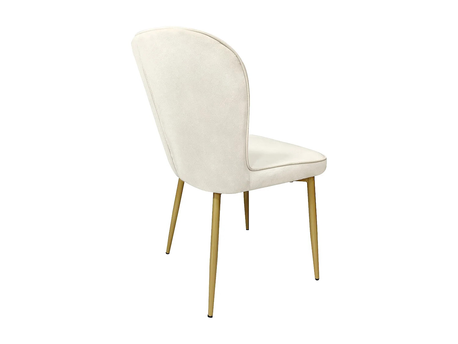 Conjunto de 6 sillas - 47 x 43 x 86 cm - Respaldo tapizado en terciopelo + estructura de metal - Terciopelo - Beige