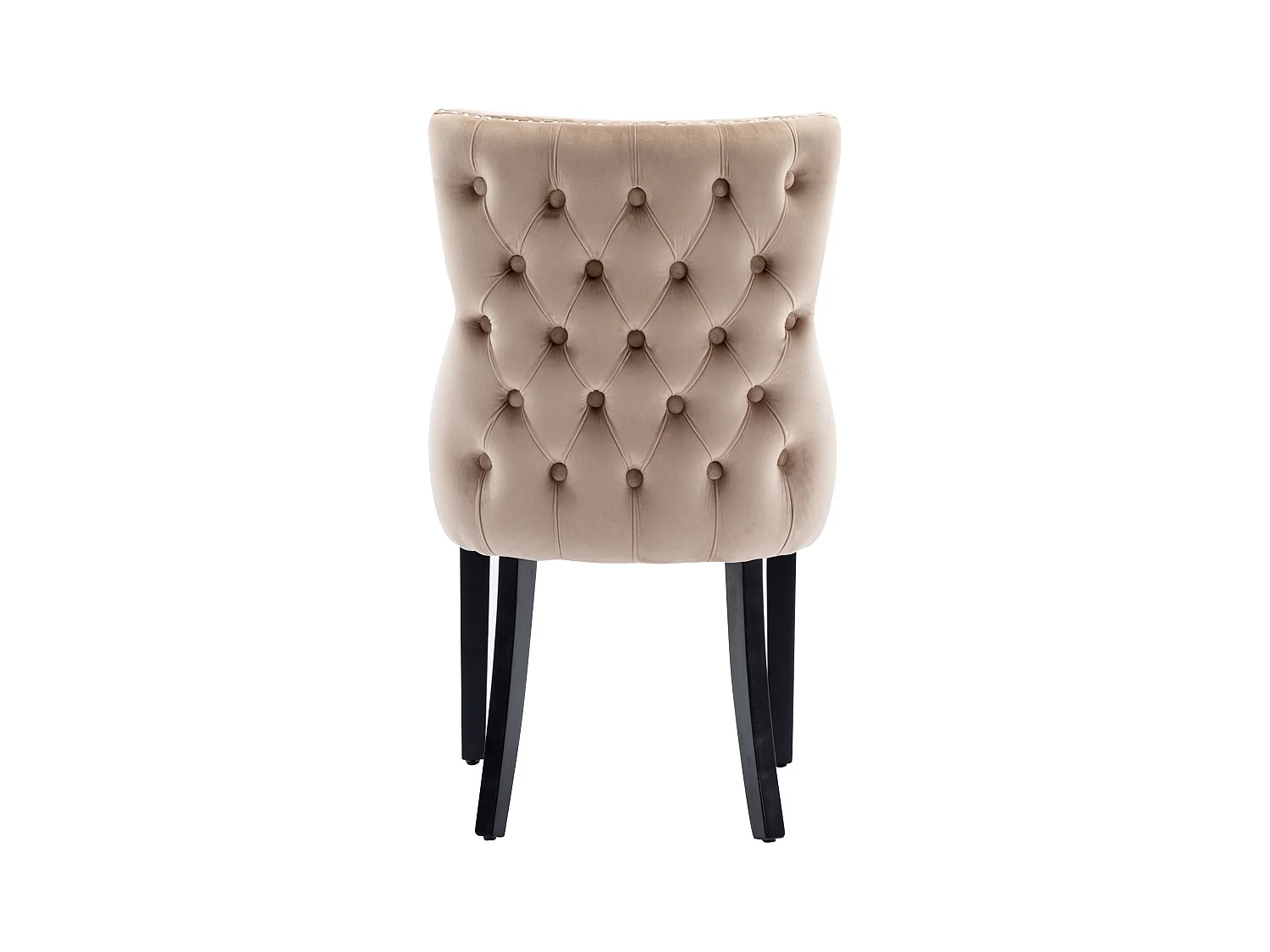 Lot de 4 chaises à manger - 50 x 41 x 91 cm - velours à boutons + cadre en bois massif - velours - beige