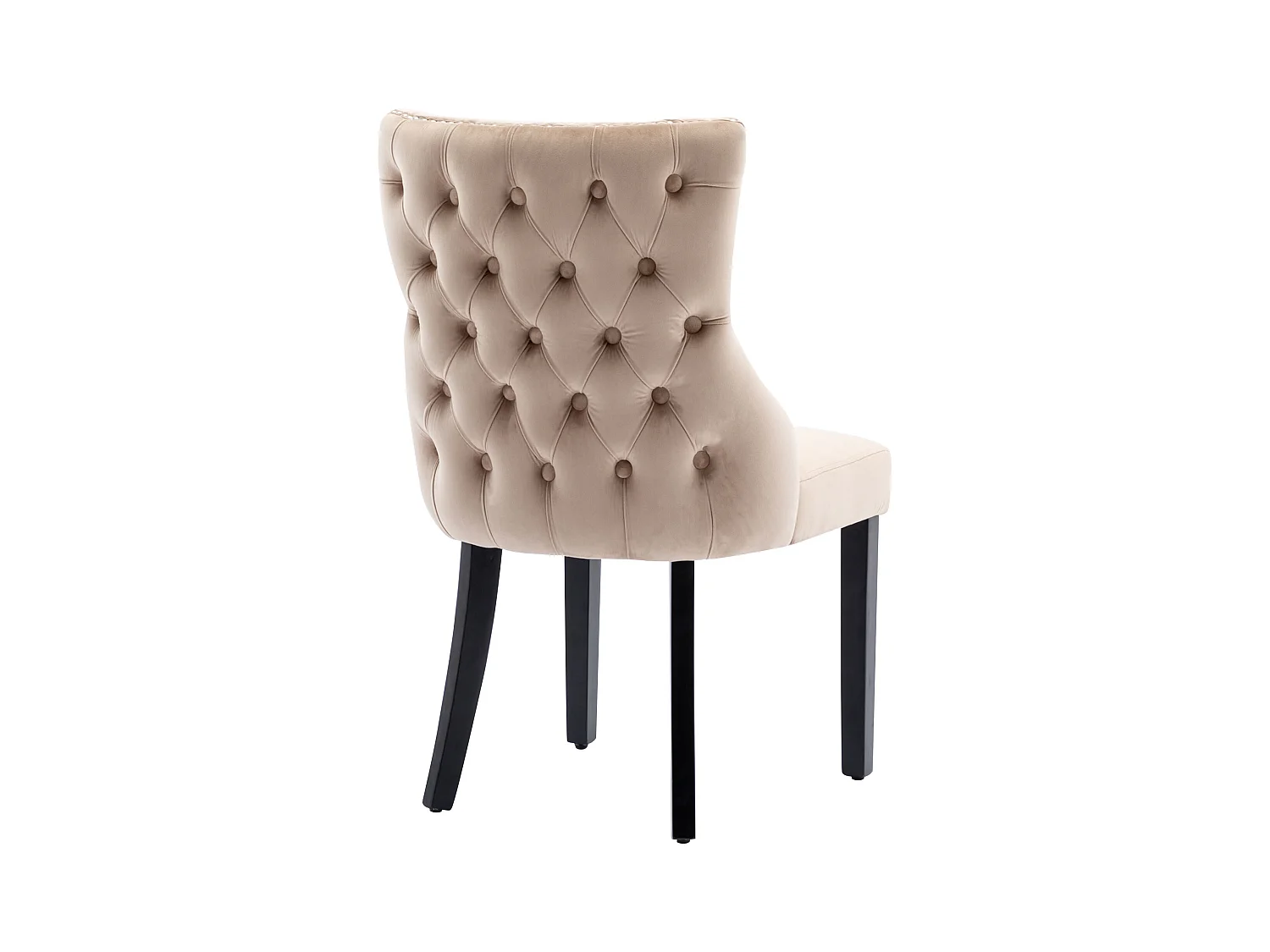 Lot de 4 chaises à manger - 50 x 41 x 91 cm - velours à boutons + cadre en bois massif - velours - beige