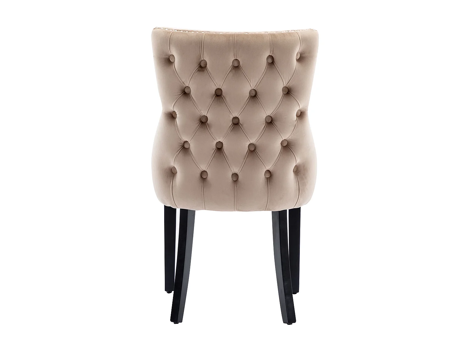 Lot de 4 chaises à manger - 50 x 41 x 91 cm - velours à boutons + cadre en bois massif - velours - beige