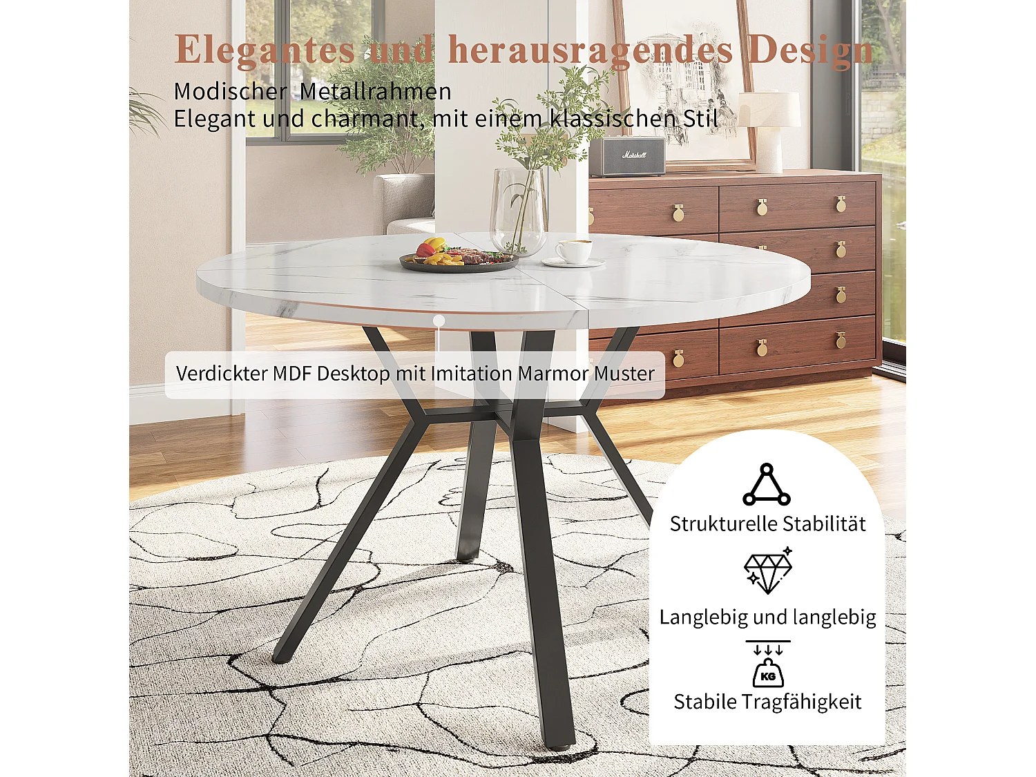 Lot de 5 table à manger et chaises - 100 x 100 x 75 cm - table à pieds métal + 4 chaises ergonomiques  - MDF + Métal - noir